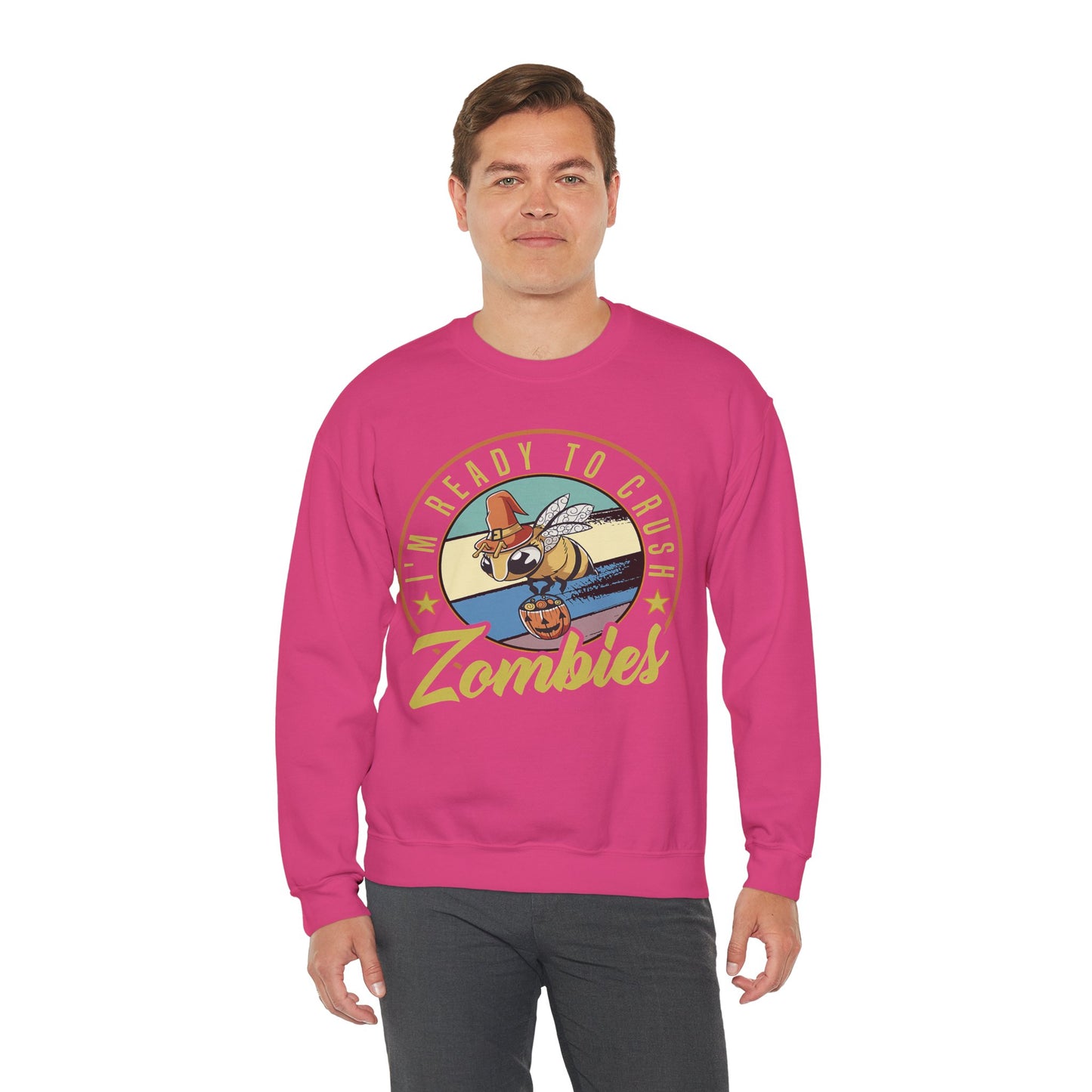 Zombie-Themed Crewneck Sweatshirt - Funny Halloween Gift for Friends, Casual Wear, Cozy Style, Unisex Apparel, Fall Fashion