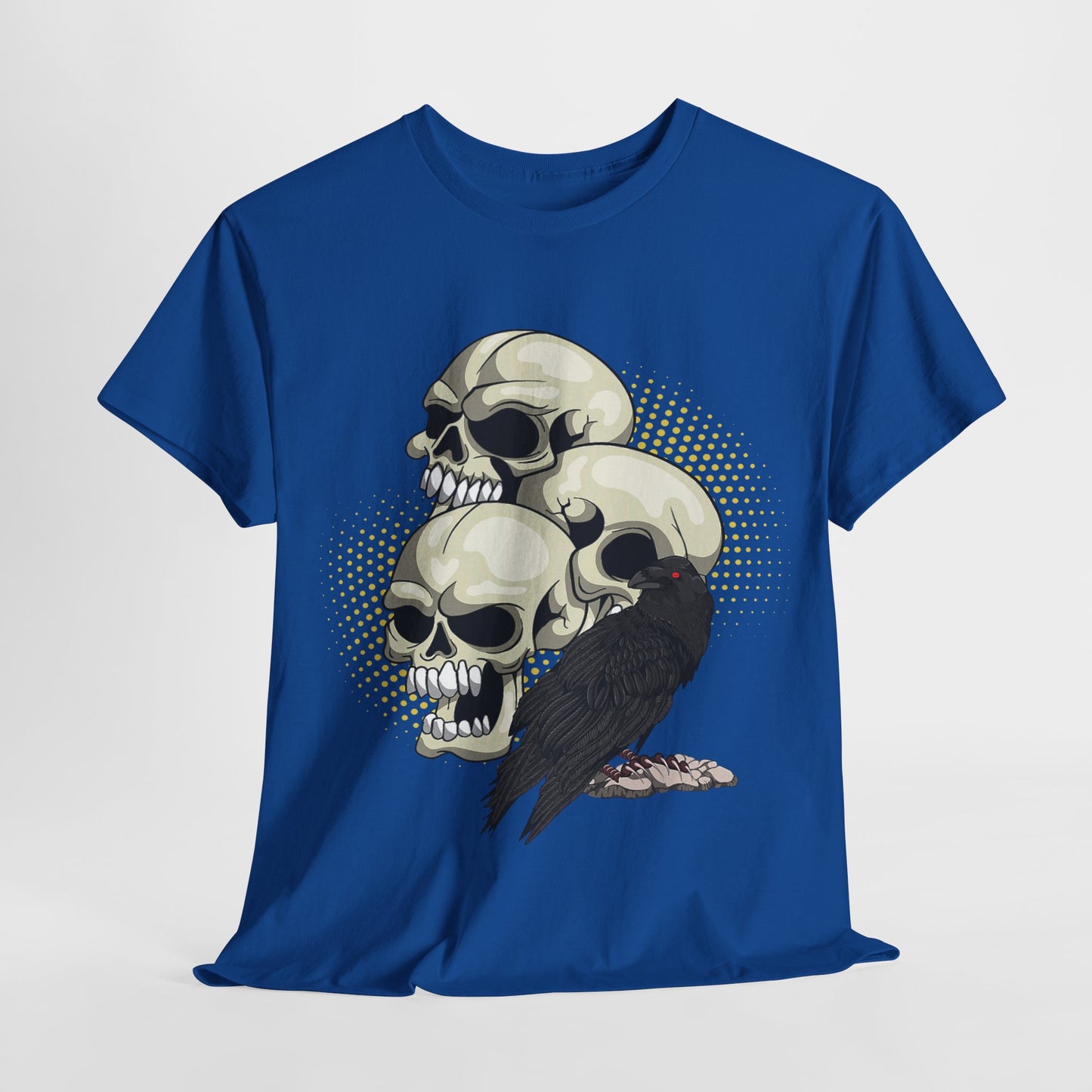 Skull Crow Tee - Unisex Heavy Cotton T-Shirt, Edgy Graphic Shirt, Gothic Style Apparel, Halloween Outfit, Alternative Fashion