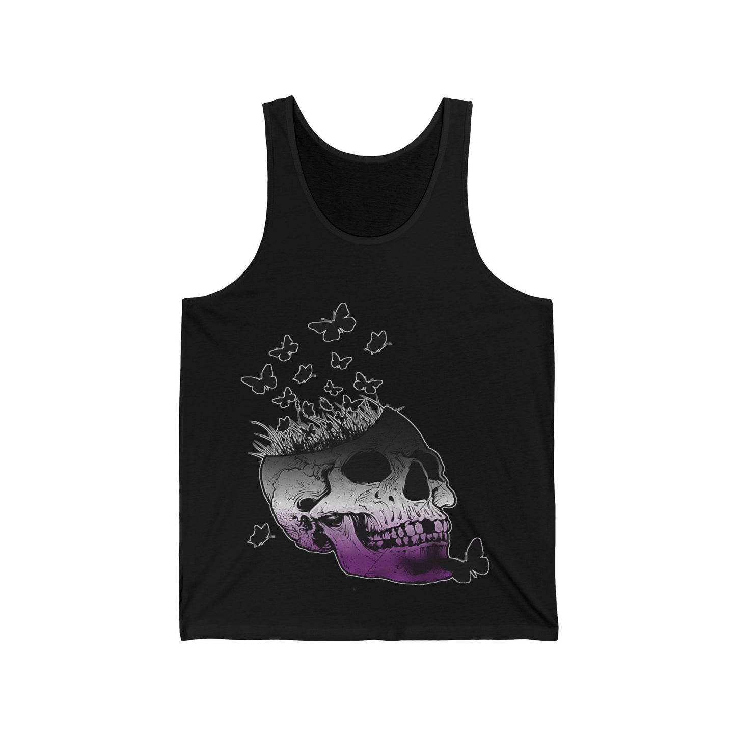 Gothic Butterfly Skull Tank, Unisex Jersey Tank Top, Edgy Summer Fashion, Casual Wear, Halloween Outfit, Unique Gift