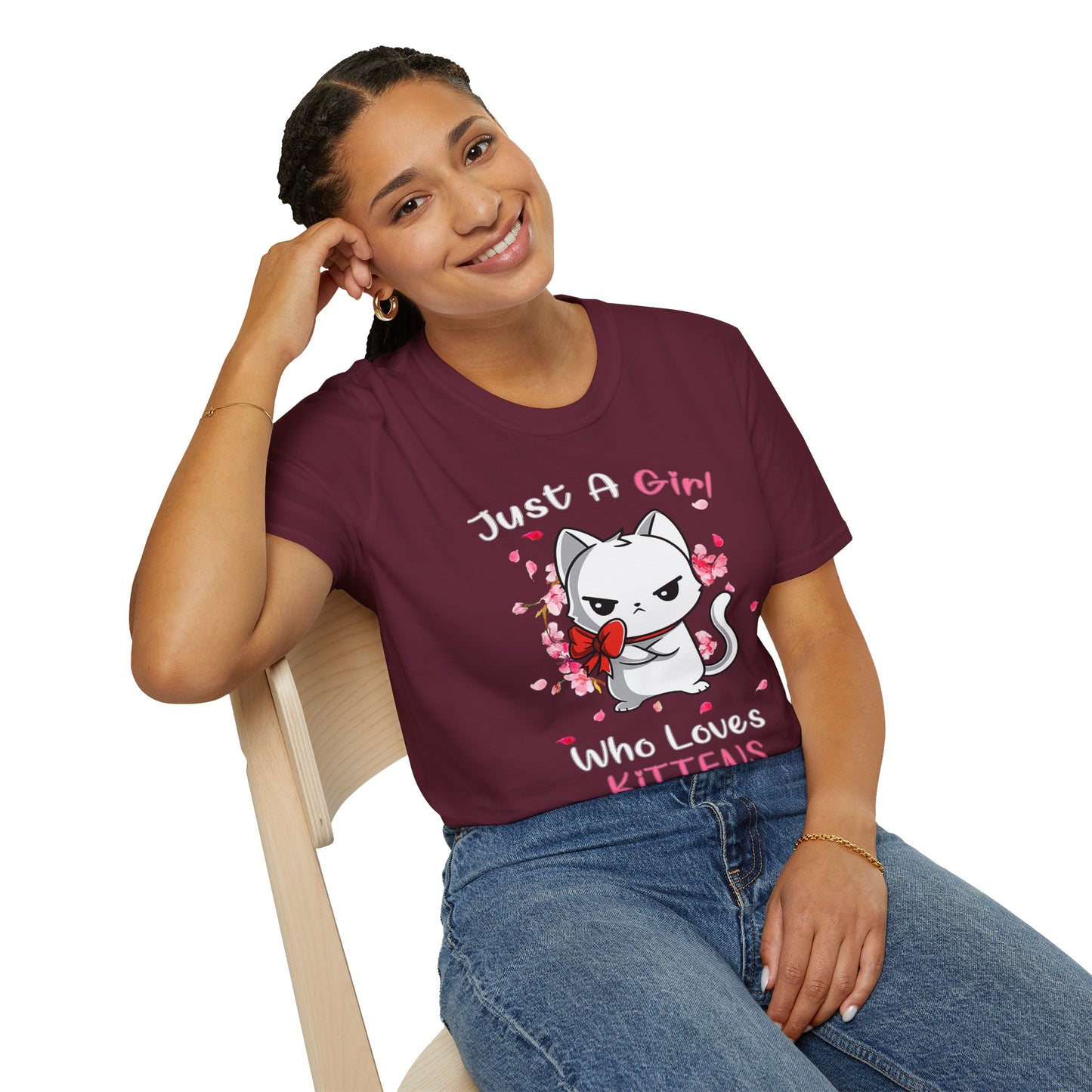 Cute Kittens Graphic Tee, Unisex Softstyle T-Shirt for Cat Lovers, Gift for Birthdays, Valentine's Day, Casual Wear, Animal Lovers