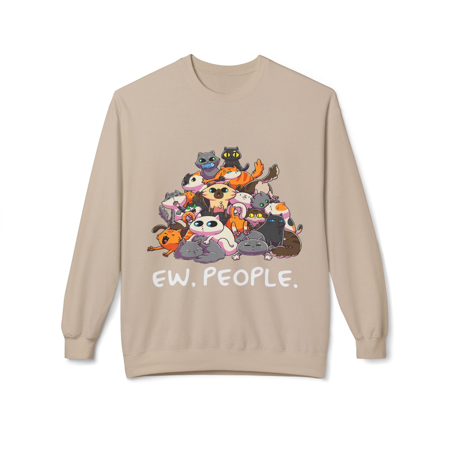 Cute Cat Lover Crewneck Sweatshirt - 'Ew. People.' Funny Gift for Cat Owners, Animal Lovers, Cozy Fashion, Unique Birthday Present