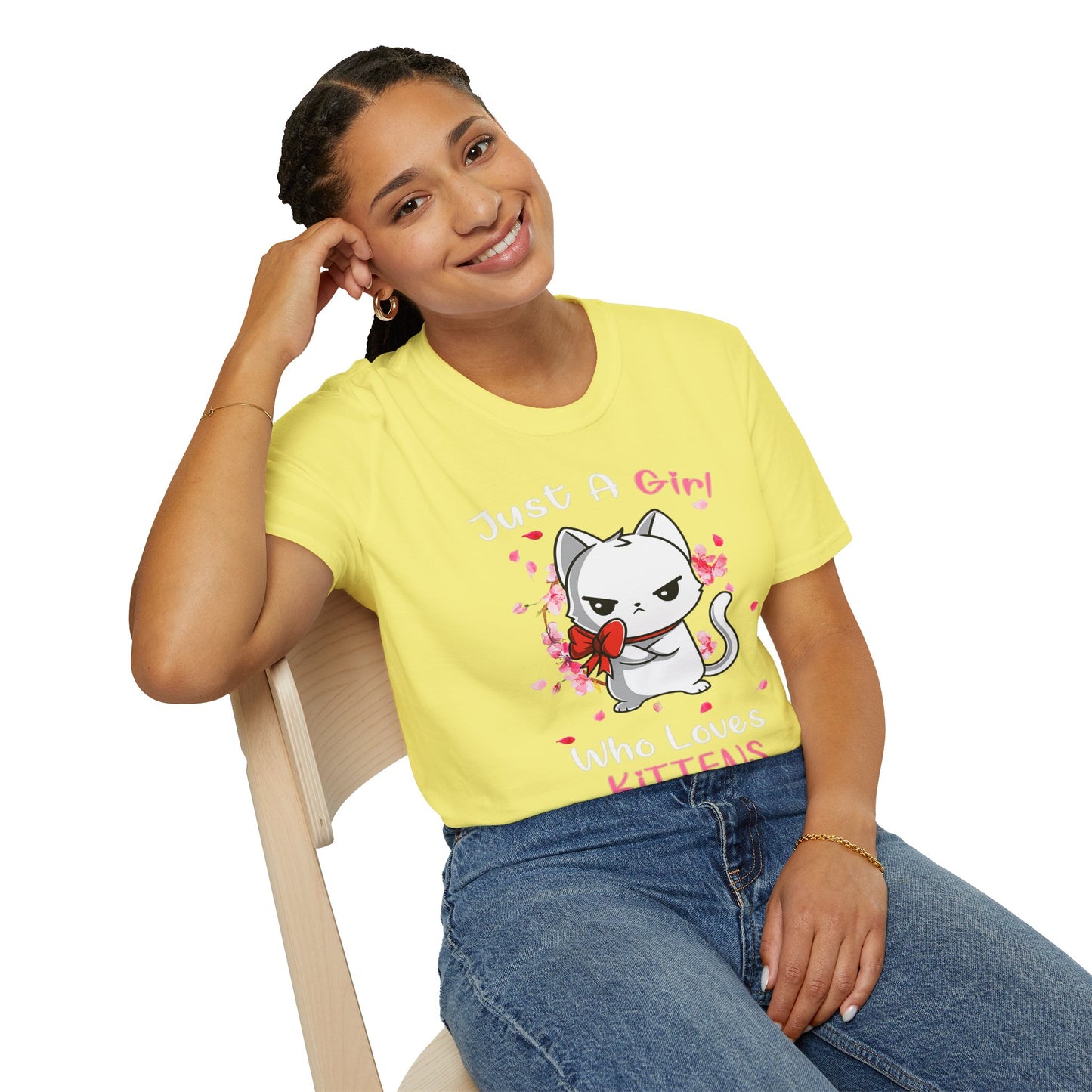 Cute Kittens Graphic Tee, Unisex Softstyle T-Shirt for Cat Lovers, Gift for Birthdays, Valentine's Day, Casual Wear, Animal Lovers