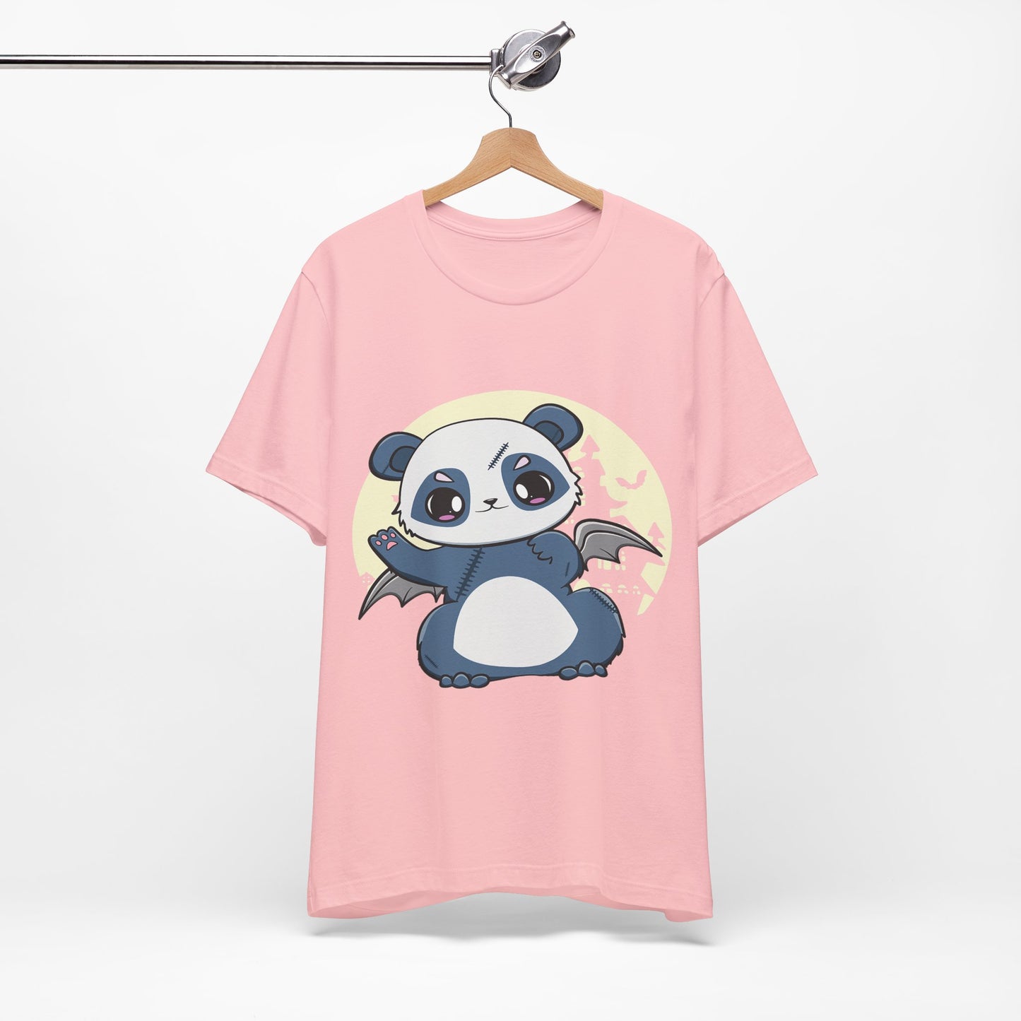 Cute Panda Halloween Tee, Unisex Short Sleeve Shirt, Fun Graphic T-Shirt, Spooky Cute Apparel, Animal Lover Gift