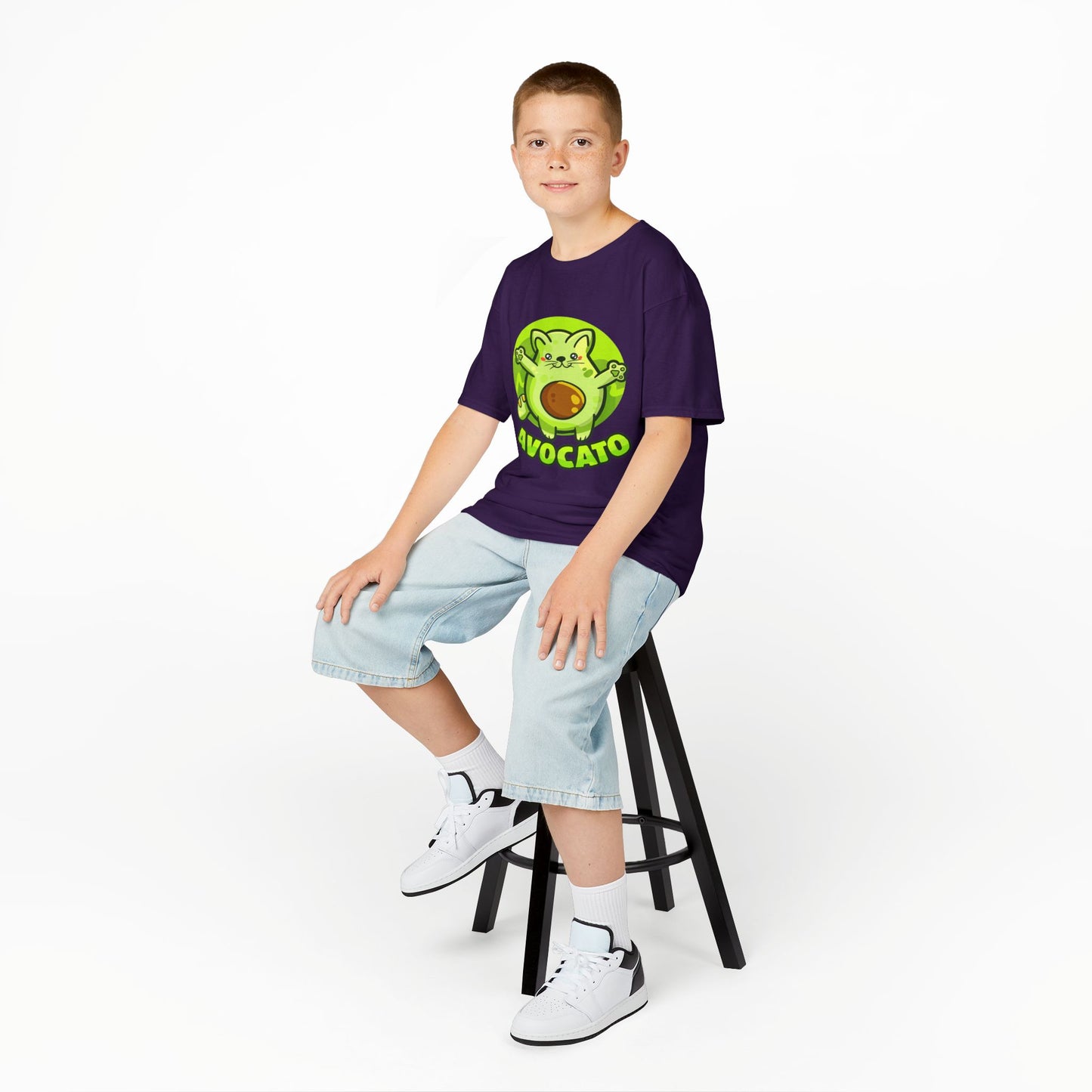 Cute Avocado Cat Kids Tee, Fun T-Shirt for Kids, Avocado Lover Gift, Playful Graphic Shirt, Birthday Party Outfit