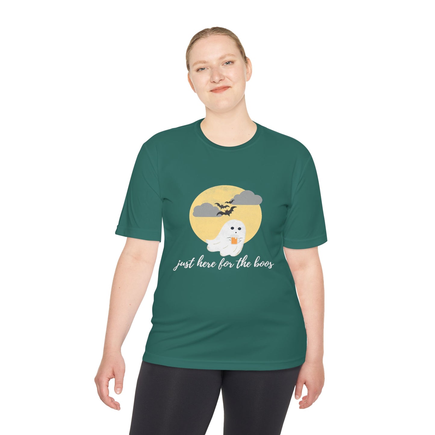Whimsical Ghost Tee, Unisex Moisture Wicking T-Shirt, Halloween Apparel, Cute Graphic Tee, Fall Fashion, Lightweight Summer Shirt