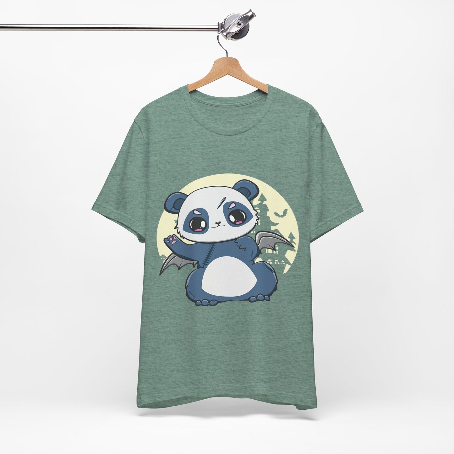 Cute Panda Halloween Tee, Unisex Short Sleeve Shirt, Fun Graphic T-Shirt, Spooky Cute Apparel, Animal Lover Gift