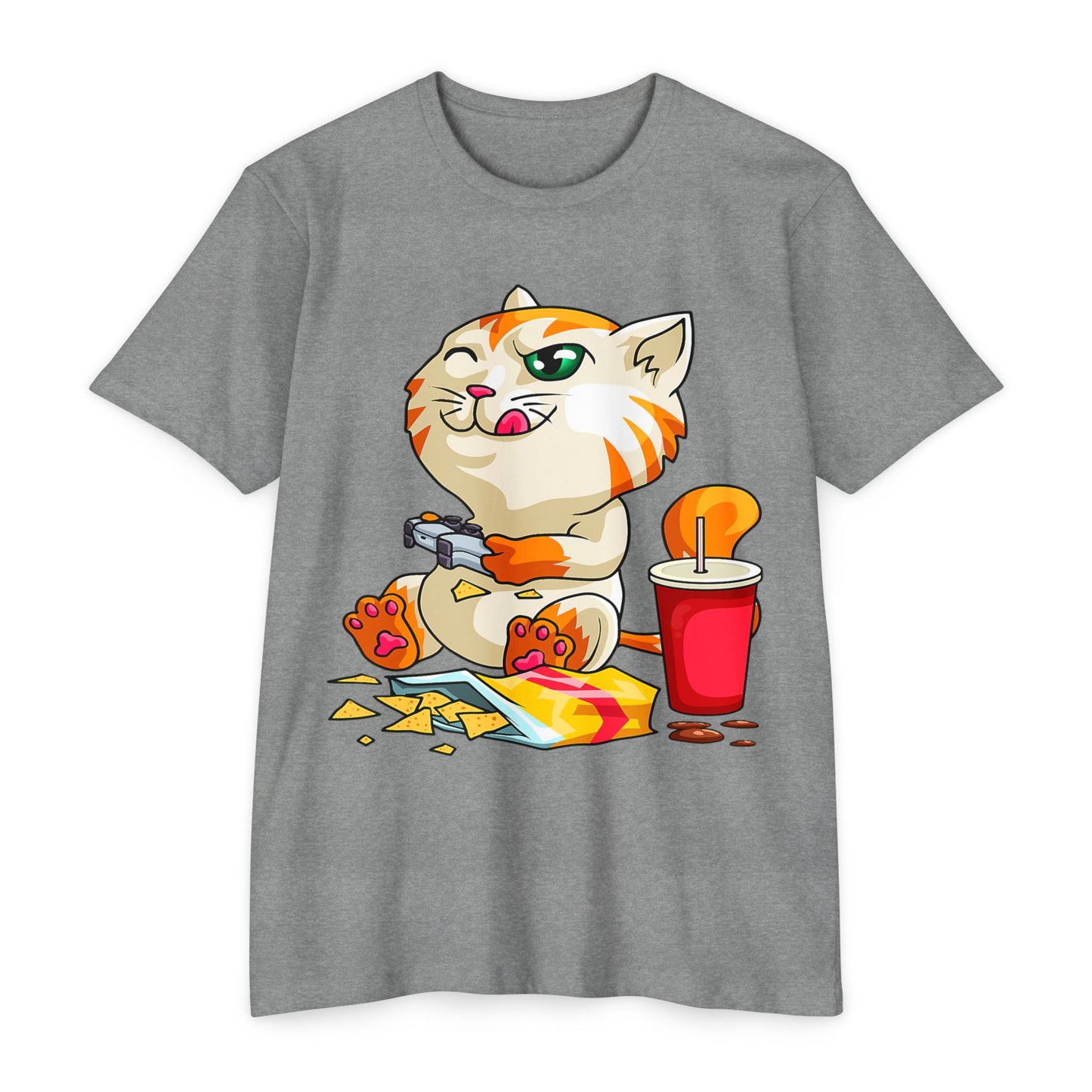 Playful Cat Gamer T-Shirt | Cute Cat Graphic Tee for Cat Lovers, Gifts for Gamers, Fun Casual Wear, Cool Animal Shirt, Unique Gift Idea