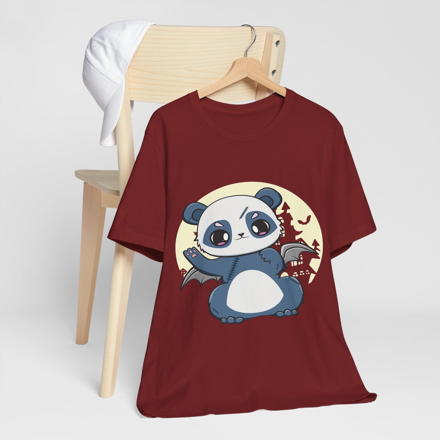 Cute Panda Halloween Tee, Unisex Short Sleeve Shirt, Fun Graphic T-Shirt, Spooky Cute Apparel, Animal Lover Gift