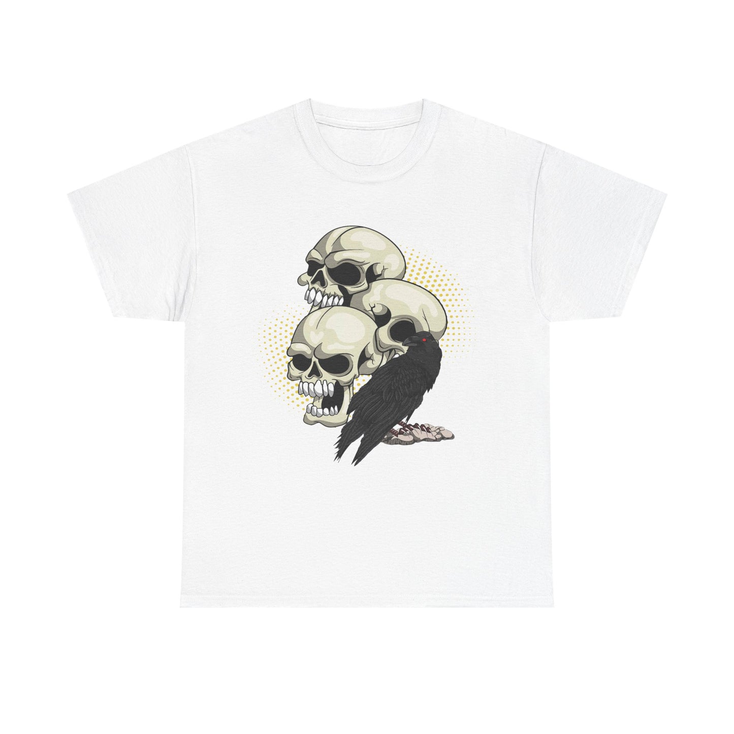 Skull Crow Tee - Unisex Heavy Cotton T-Shirt, Edgy Graphic Shirt, Gothic Style Apparel, Halloween Outfit, Alternative Fashion