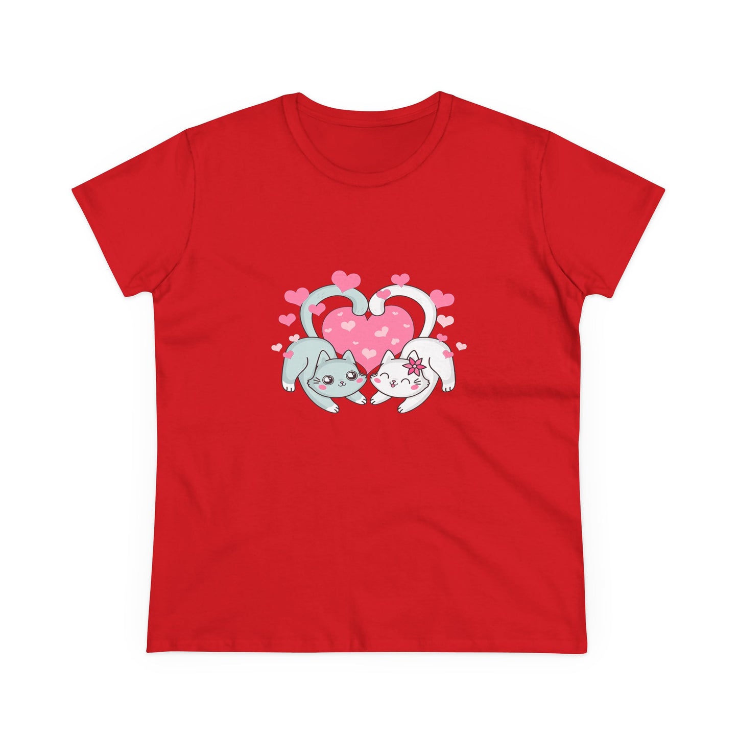 Cute Cat Love Tee for Pet Lovers, Valentine's Day Gift, Women's Casual Cotton T-Shirt, Cat Lover Shirt, Unique Pet Gift