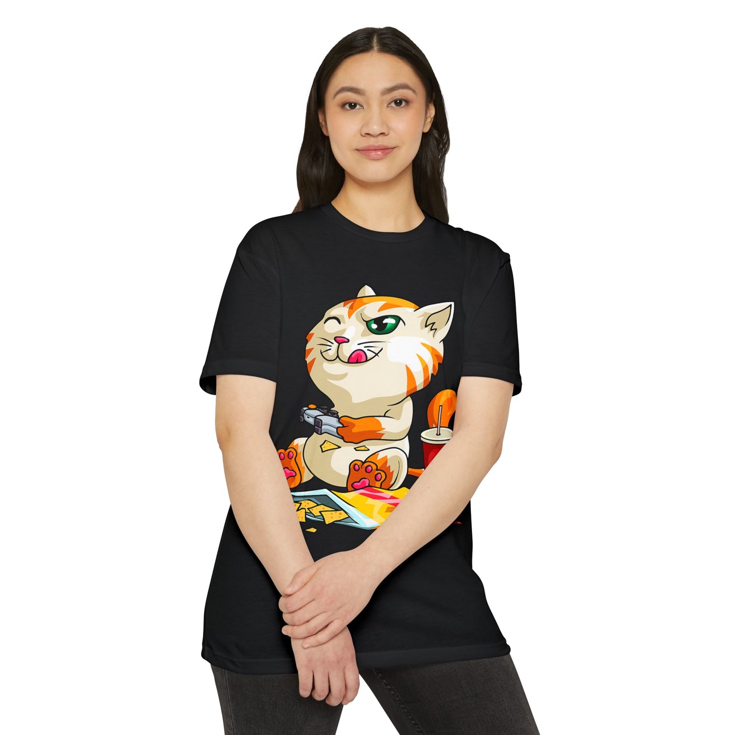 Playful Cat Gamer T-Shirt | Cute Cat Graphic Tee for Cat Lovers, Gifts for Gamers, Fun Casual Wear, Cool Animal Shirt, Unique Gift Idea
