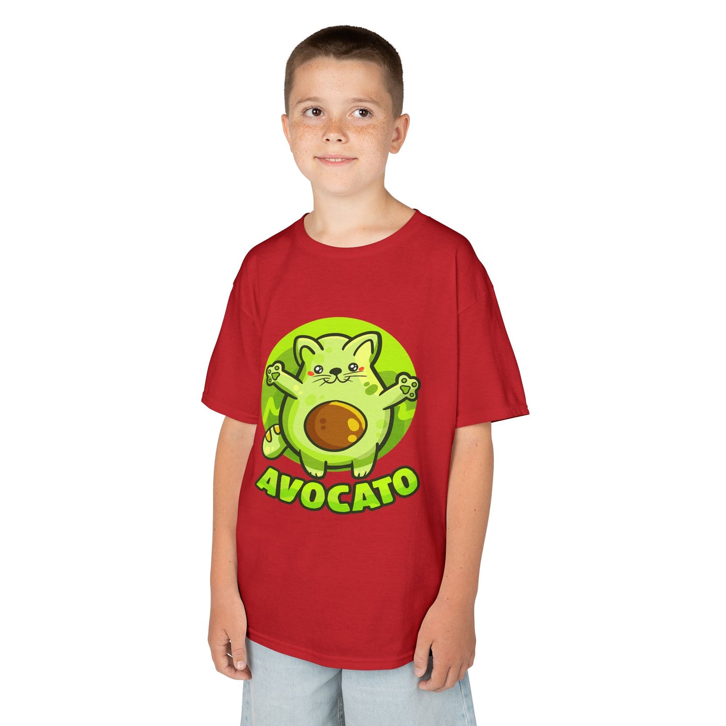 Cute Avocado Cat Kids Tee, Fun T-Shirt for Kids, Avocado Lover Gift, Playful Graphic Shirt, Birthday Party Outfit