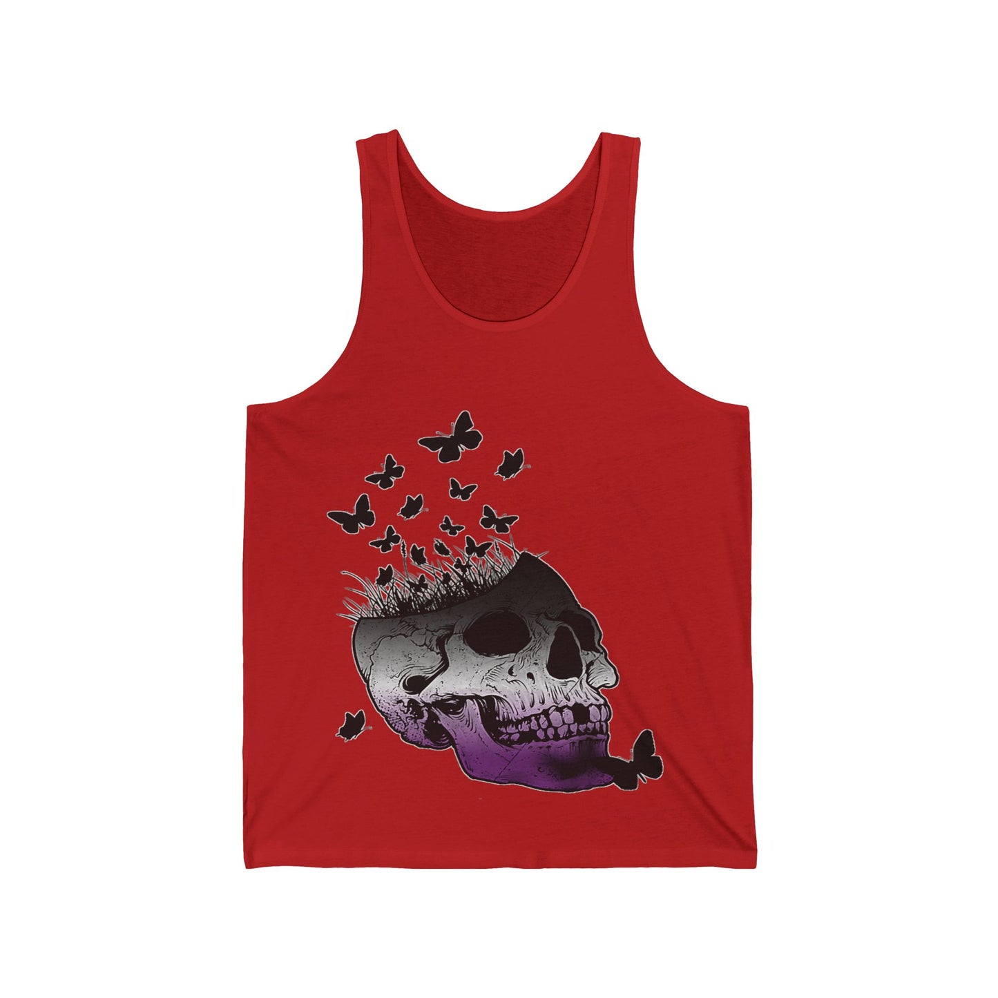 Gothic Butterfly Skull Tank, Unisex Jersey Tank Top, Edgy Summer Fashion, Casual Wear, Halloween Outfit, Unique Gift