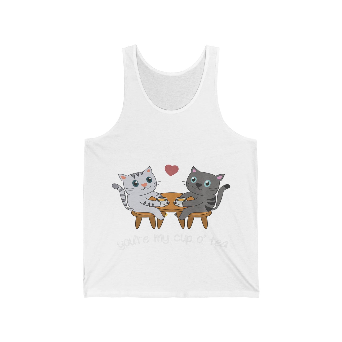 Cute Cat Lovers Unisex Jersey Tank - You're My Cup of Tea, Cat Tank Top, Gift for Cat Owners, Pet Lover Apparel, Summer Casual Wear