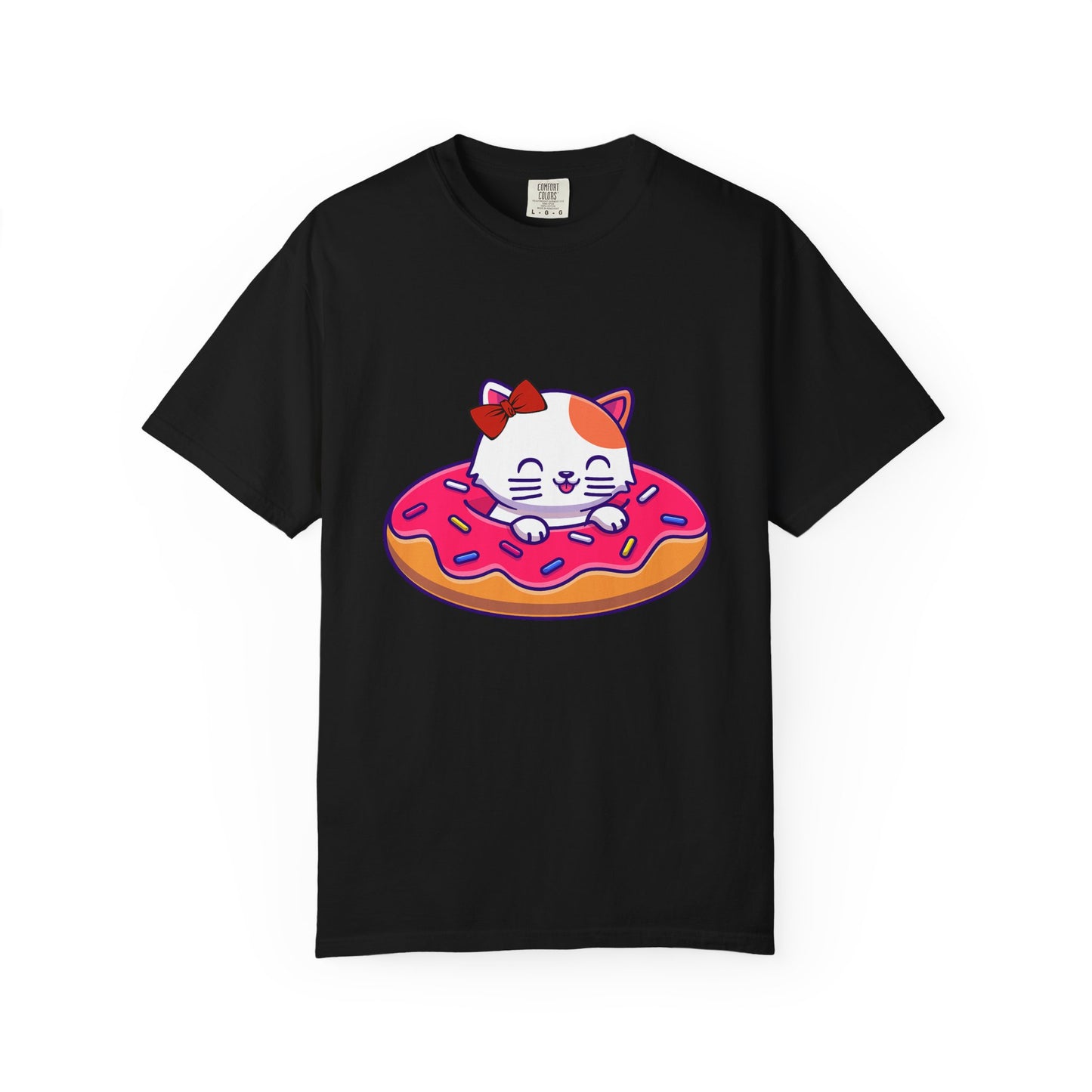 Cute Cat and Donut Unisex T-Shirt, Funny Animal Tee, Gift for Cat Lovers, Casual Wear, Cute Summer Outfit