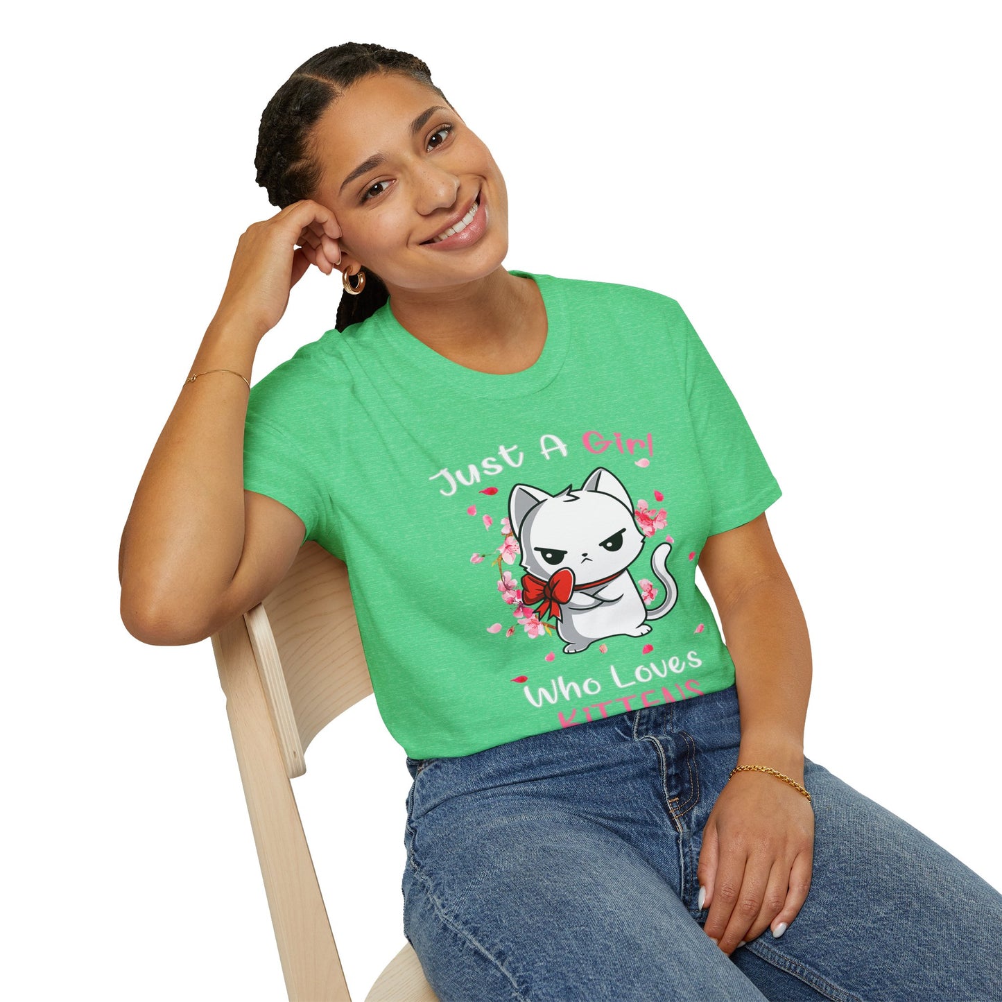 Cute Kittens Graphic Tee, Unisex Softstyle T-Shirt for Cat Lovers, Gift for Birthdays, Valentine's Day, Casual Wear, Animal Lovers