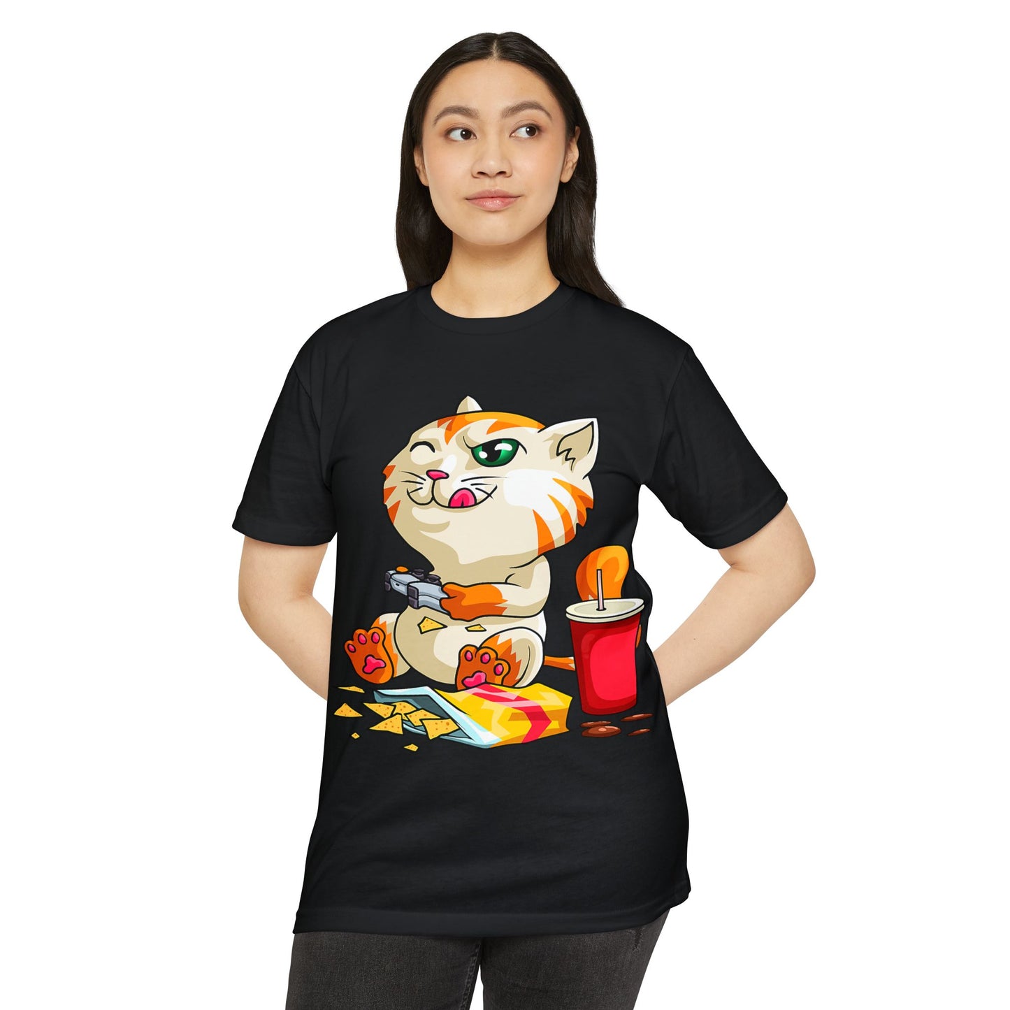 Playful Cat Gamer T-Shirt | Cute Cat Graphic Tee for Cat Lovers, Gifts for Gamers, Fun Casual Wear, Cool Animal Shirt, Unique Gift Idea