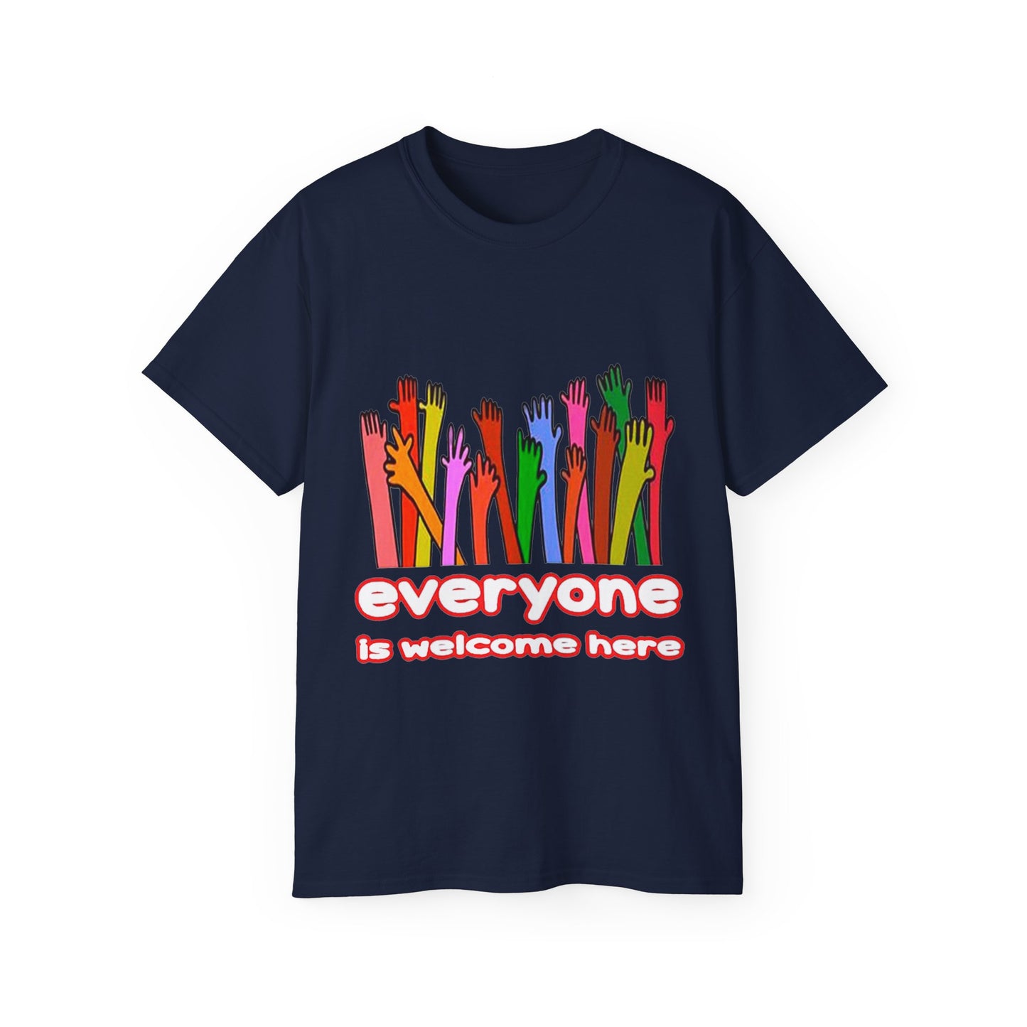 Inclusive Vibes Tee, Everyone is Welcome Here T-Shirt, Unity Tee, Proud Ally Shirt, Colorful Art Tee, Comfortable Cotton T-Shirt