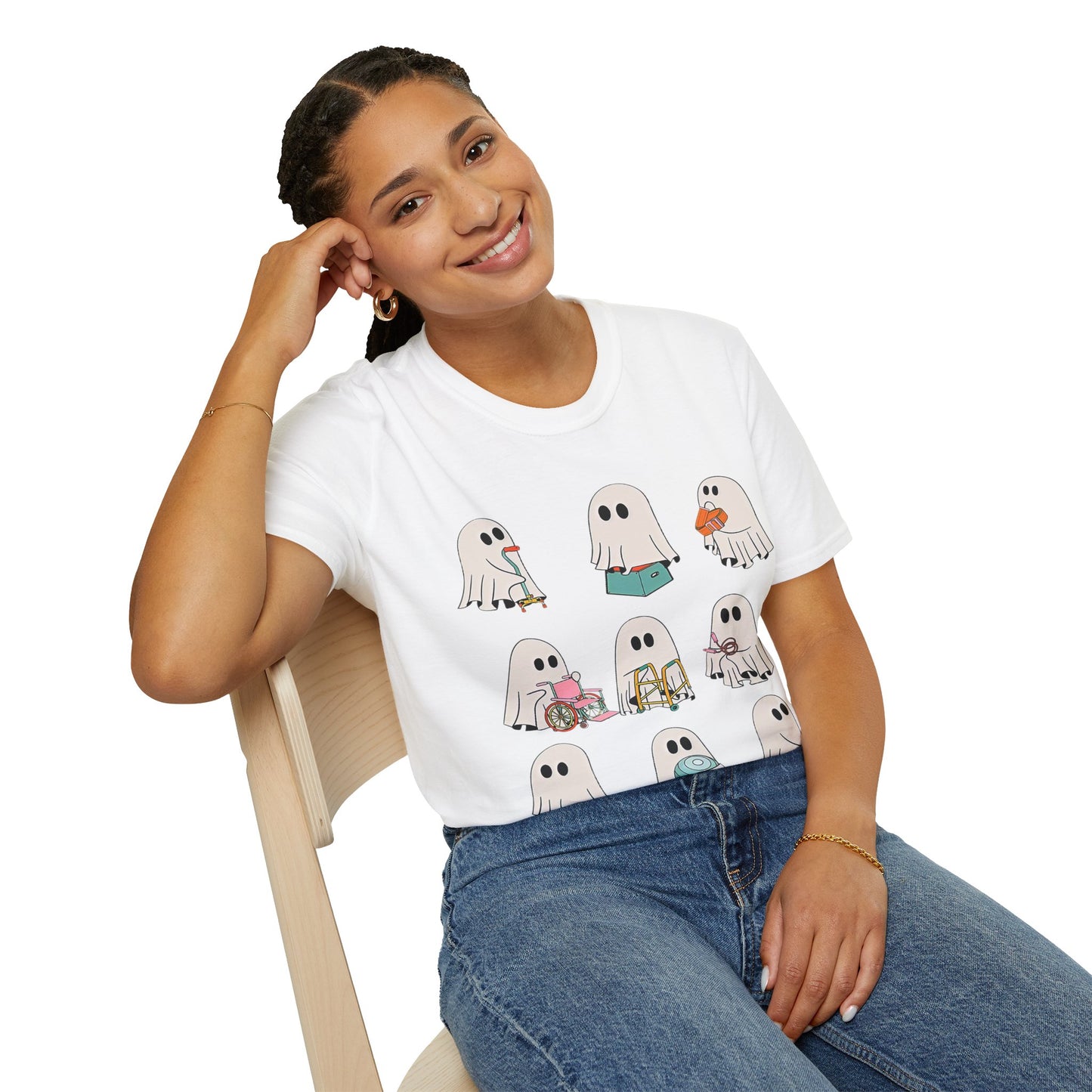 Cute Ghost Activities Unisex Softstyle T-Shirt, Halloween Shirt, Holiday Tee, Ghost Lover Gift, Casual Wear, Spooky Style