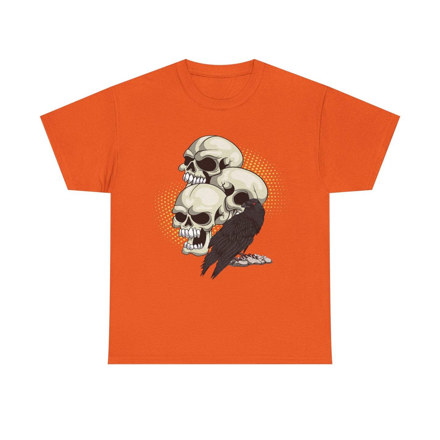 Skull Crow Tee - Unisex Heavy Cotton T-Shirt, Edgy Graphic Shirt, Gothic Style Apparel, Halloween Outfit, Alternative Fashion