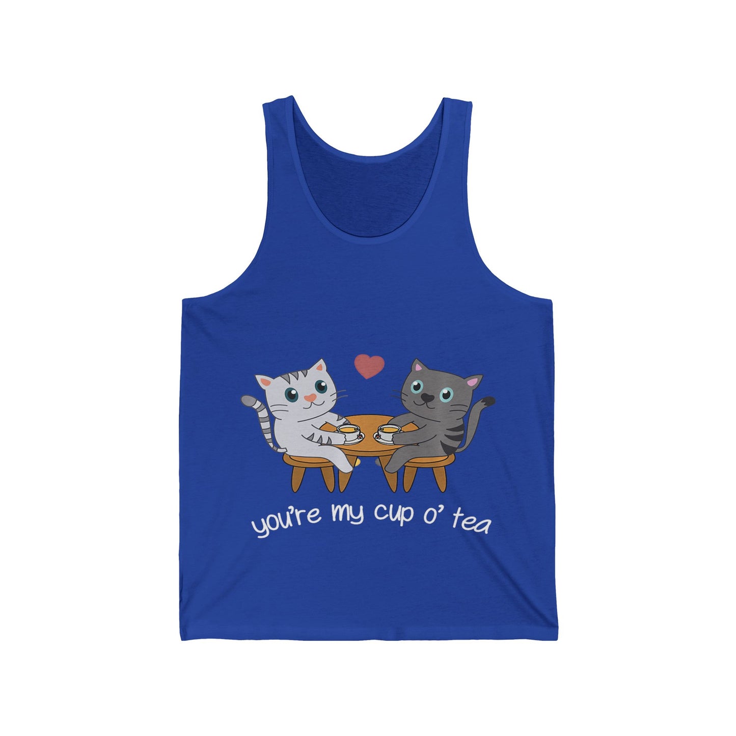 Cute Cat Lovers Unisex Jersey Tank - You're My Cup of Tea, Cat Tank Top, Gift for Cat Owners, Pet Lover Apparel, Summer Casual Wear