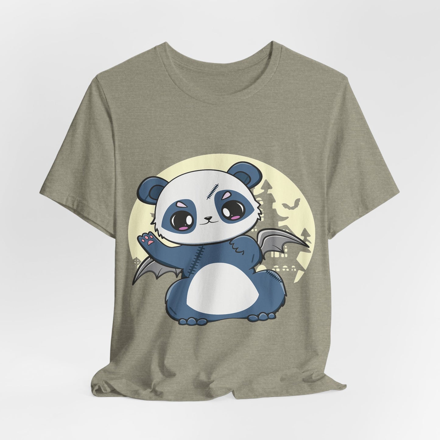 Cute Panda Halloween Tee, Unisex Short Sleeve Shirt, Fun Graphic T-Shirt, Spooky Cute Apparel, Animal Lover Gift