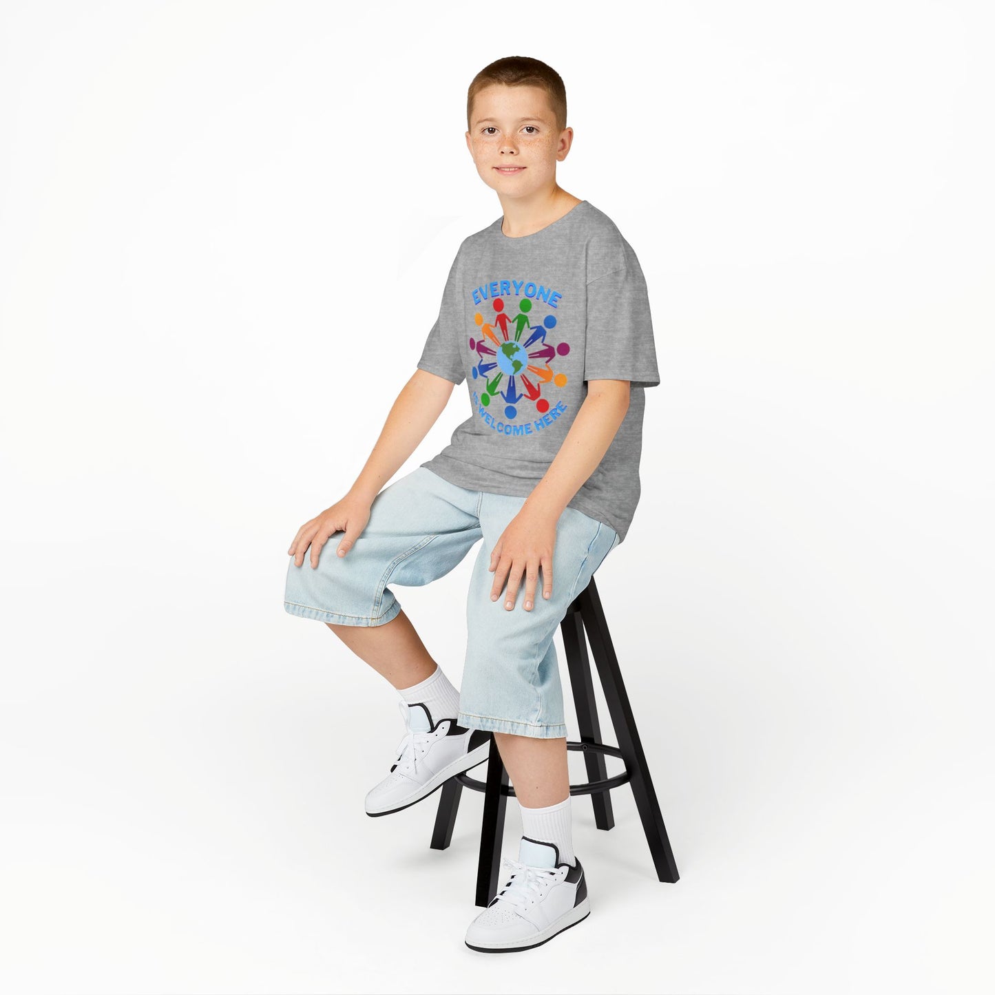 Inclusive Kids Tee - Everyone is Welcome Here, Rainbow T-Shirt, Kids Equality Wear, Unity Apparel, Diversity Gift, Positive Message Top