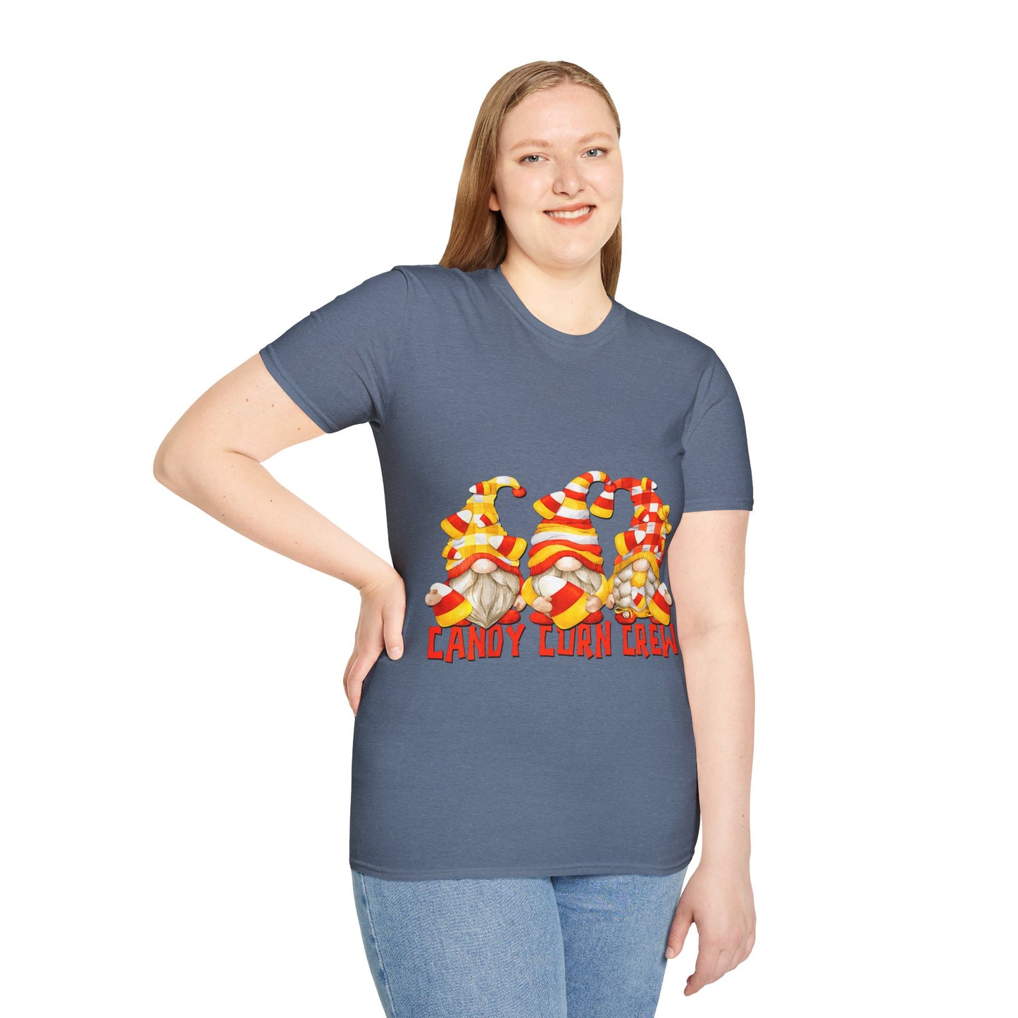 Candy Corn Crew Unisex T-Shirt - Fall Fashion, Halloween Apparel, Thanksgiving Gatherings, Cozy Comfort, Seasonal Style
