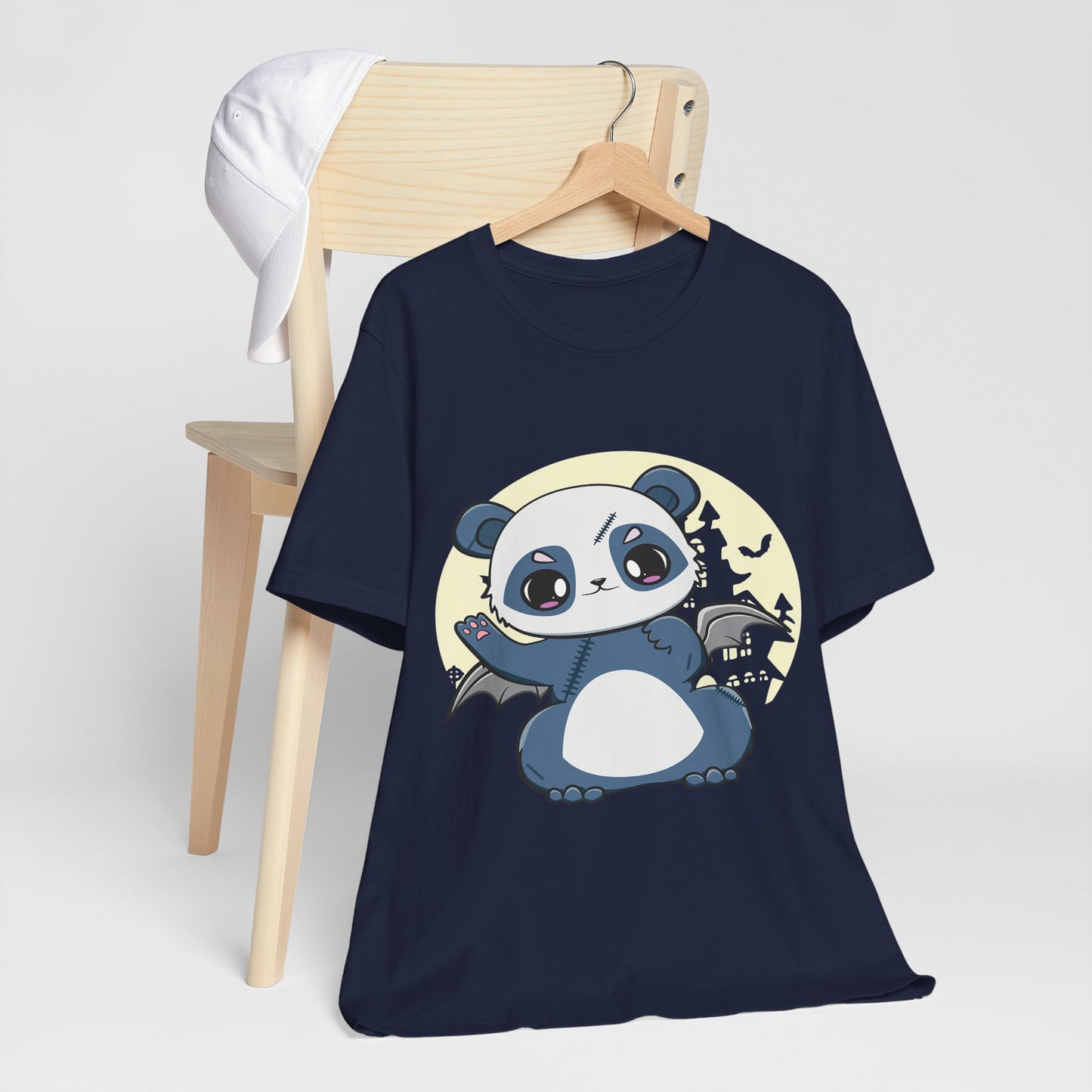 Cute Panda Halloween Tee, Unisex Short Sleeve Shirt, Fun Graphic T-Shirt, Spooky Cute Apparel, Animal Lover Gift
