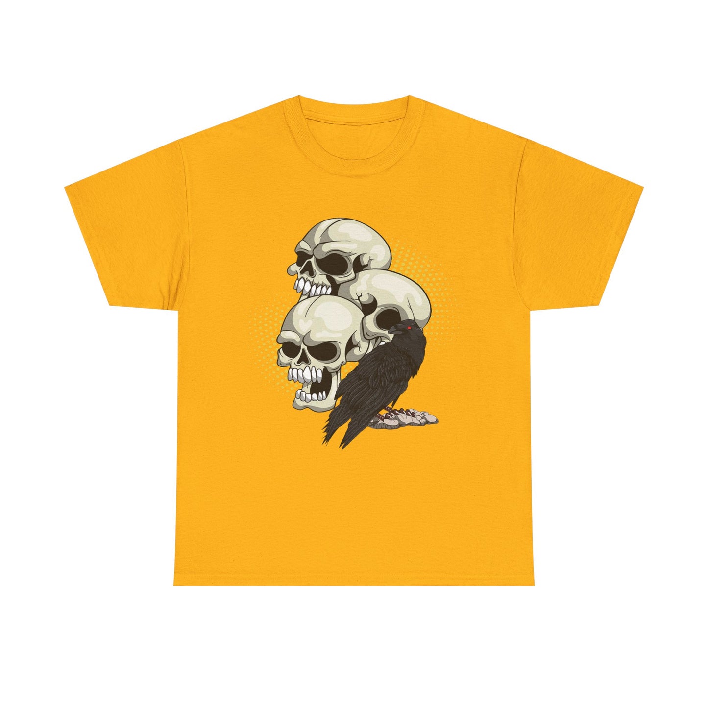 Skull Crow Tee - Unisex Heavy Cotton T-Shirt, Edgy Graphic Shirt, Gothic Style Apparel, Halloween Outfit, Alternative Fashion