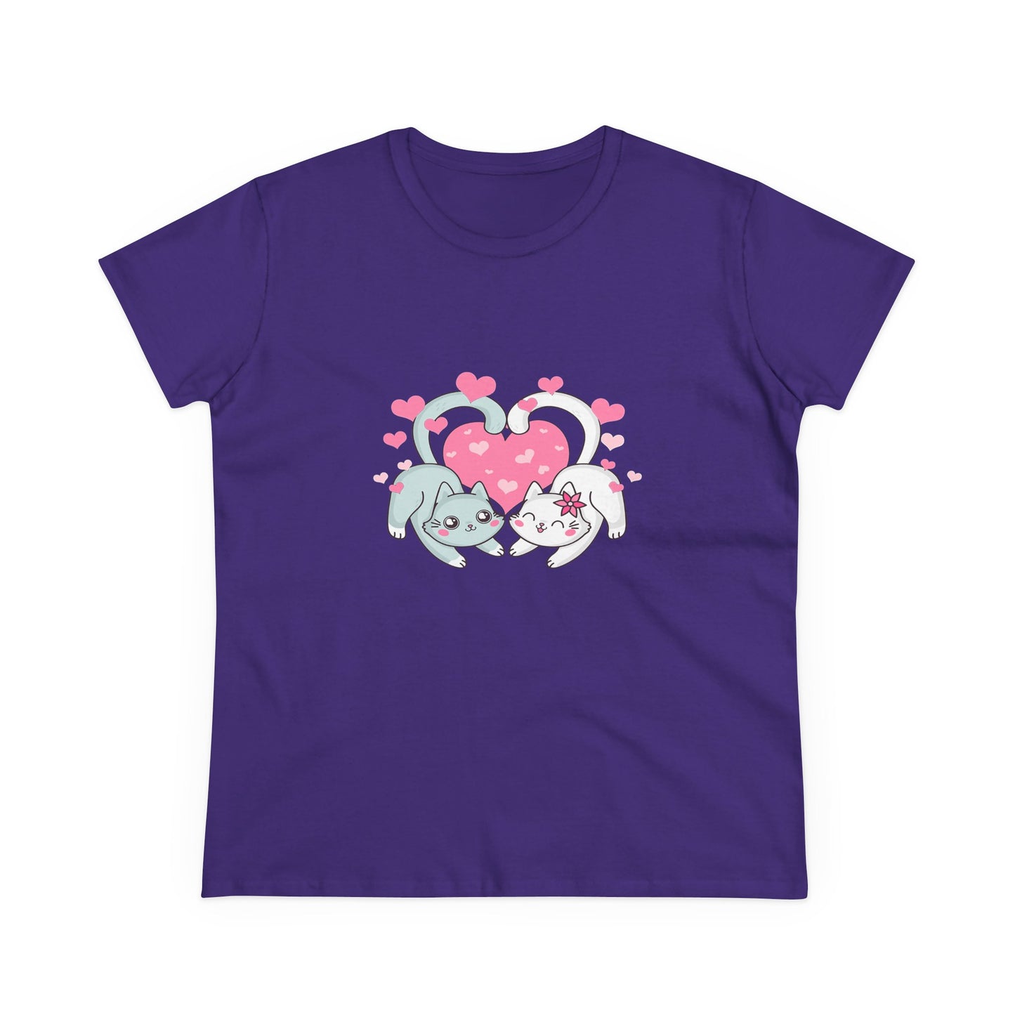 Cute Cat Love Tee for Pet Lovers, Valentine's Day Gift, Women's Casual Cotton T-Shirt, Cat Lover Shirt, Unique Pet Gift