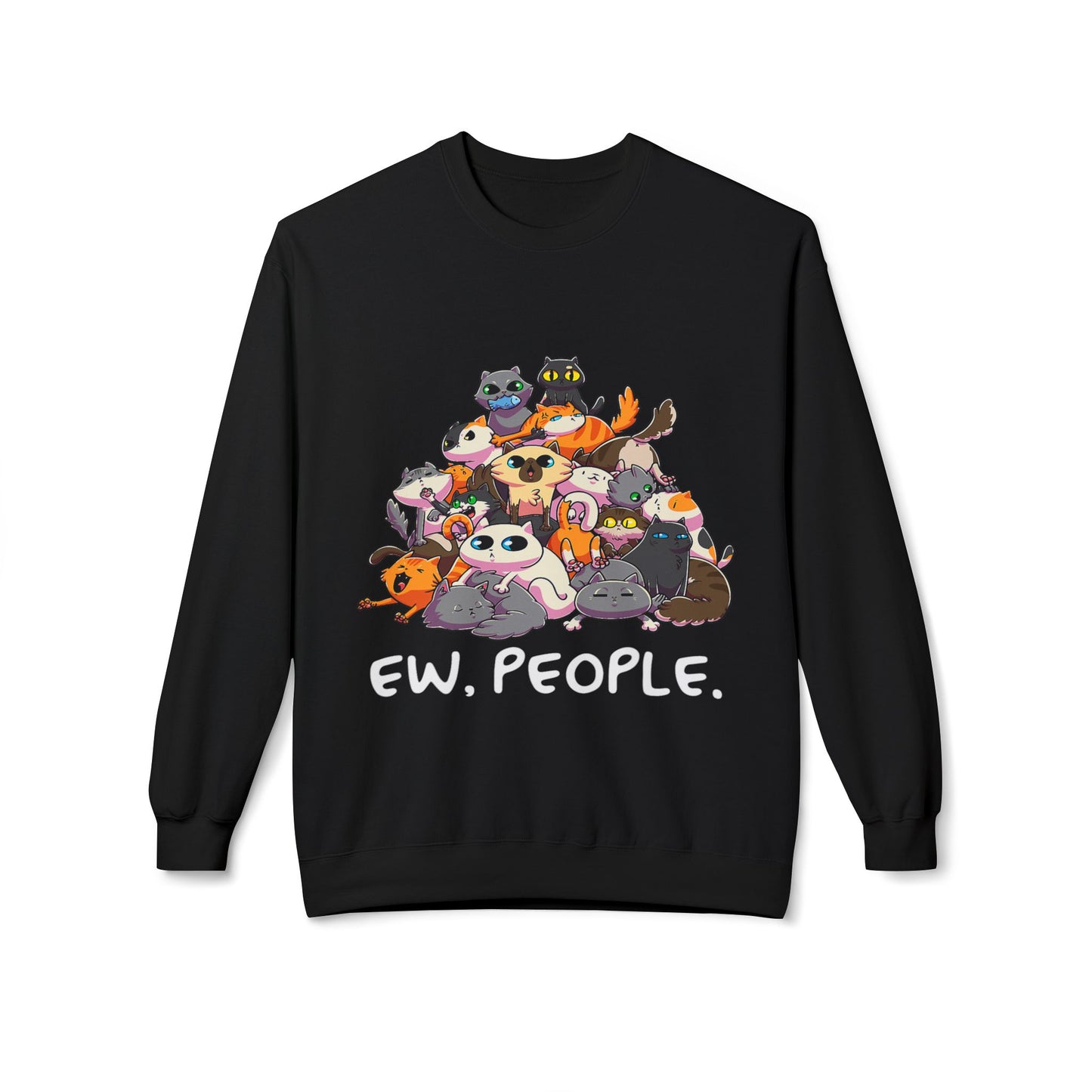 Cute Cat Lover Crewneck Sweatshirt - 'Ew. People.' Funny Gift for Cat Owners, Animal Lovers, Cozy Fashion, Unique Birthday Present