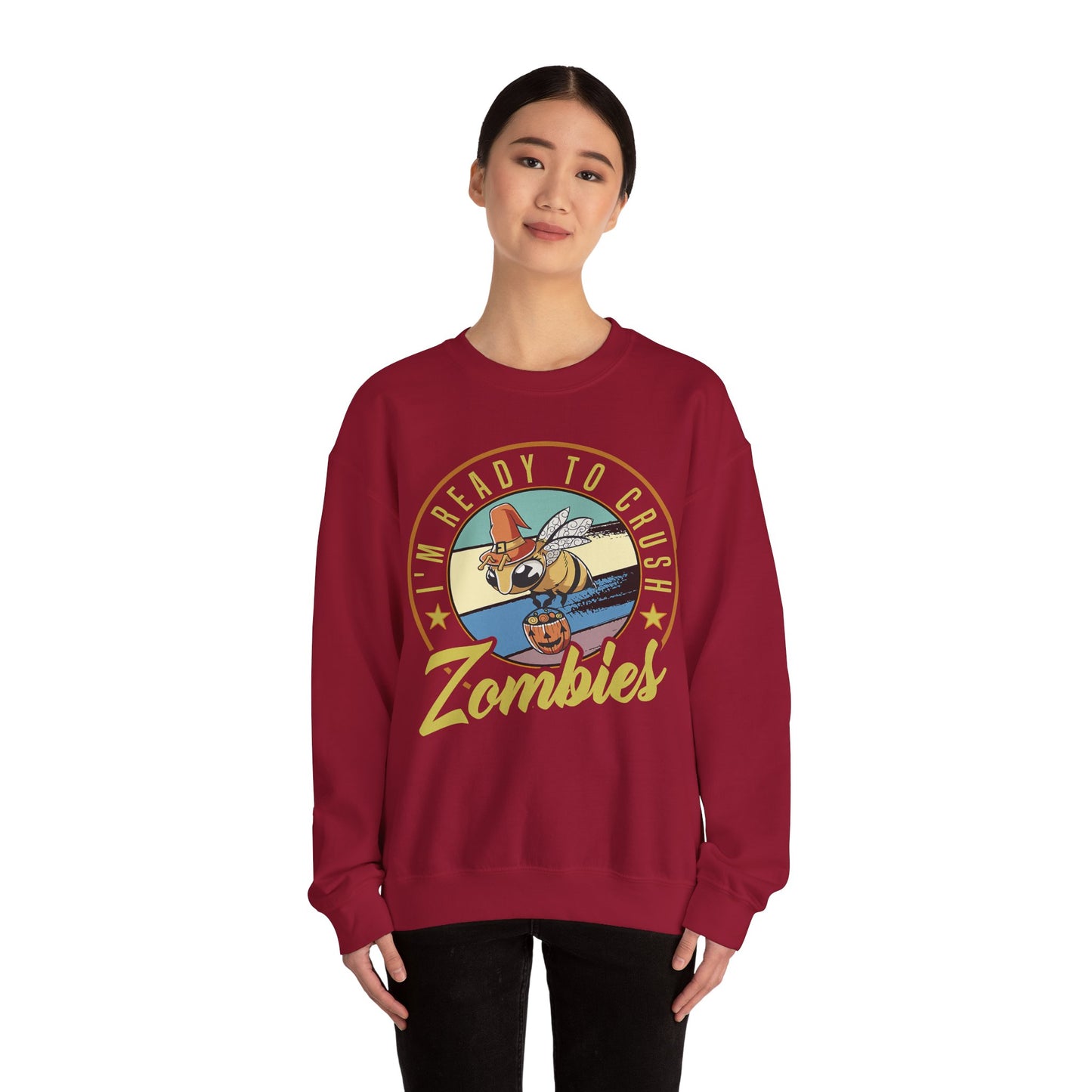 Zombie-Themed Crewneck Sweatshirt - Funny Halloween Gift for Friends, Casual Wear, Cozy Style, Unisex Apparel, Fall Fashion