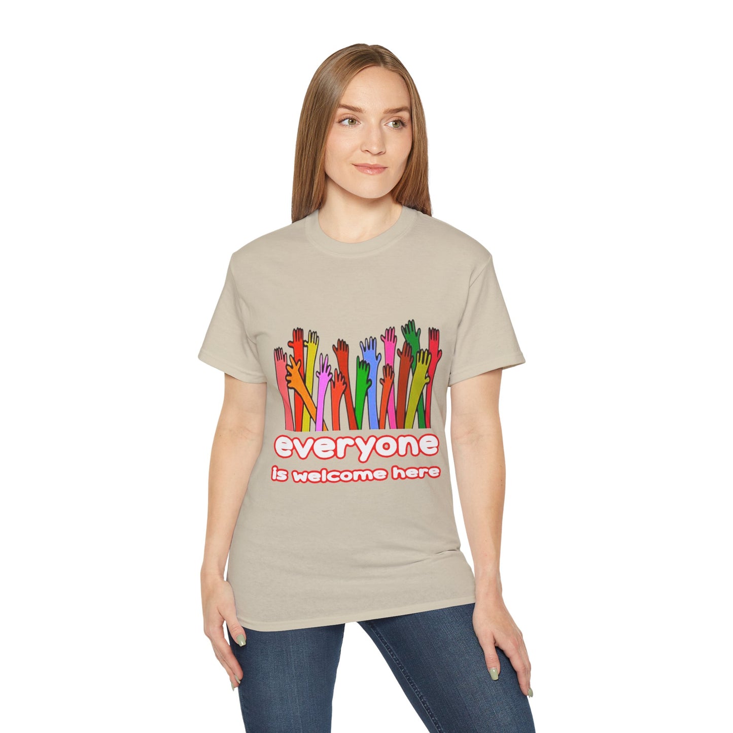 Inclusive Vibes Tee, Everyone is Welcome Here T-Shirt, Unity Tee, Proud Ally Shirt, Colorful Art Tee, Comfortable Cotton T-Shirt