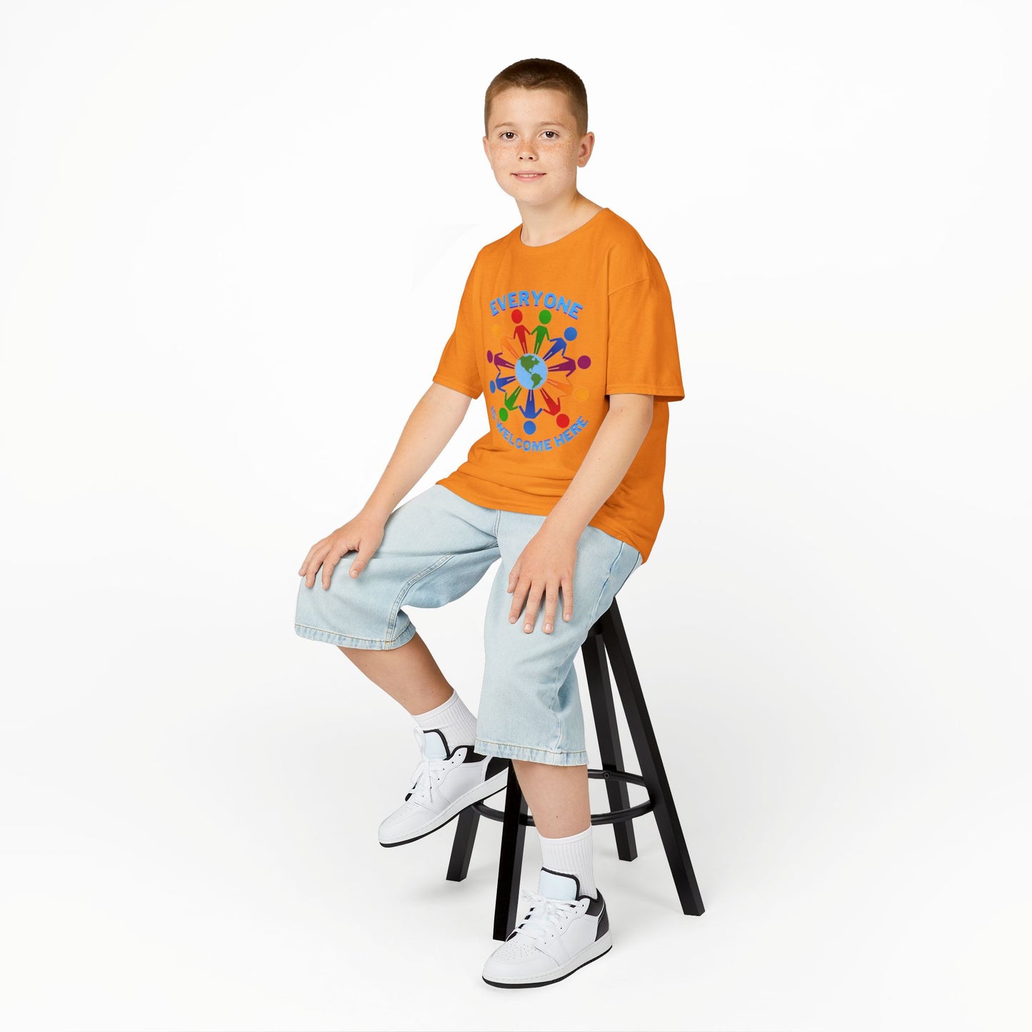 Inclusive Kids Tee - Everyone is Welcome Here, Rainbow T-Shirt, Kids Equality Wear, Unity Apparel, Diversity Gift, Positive Message Top
