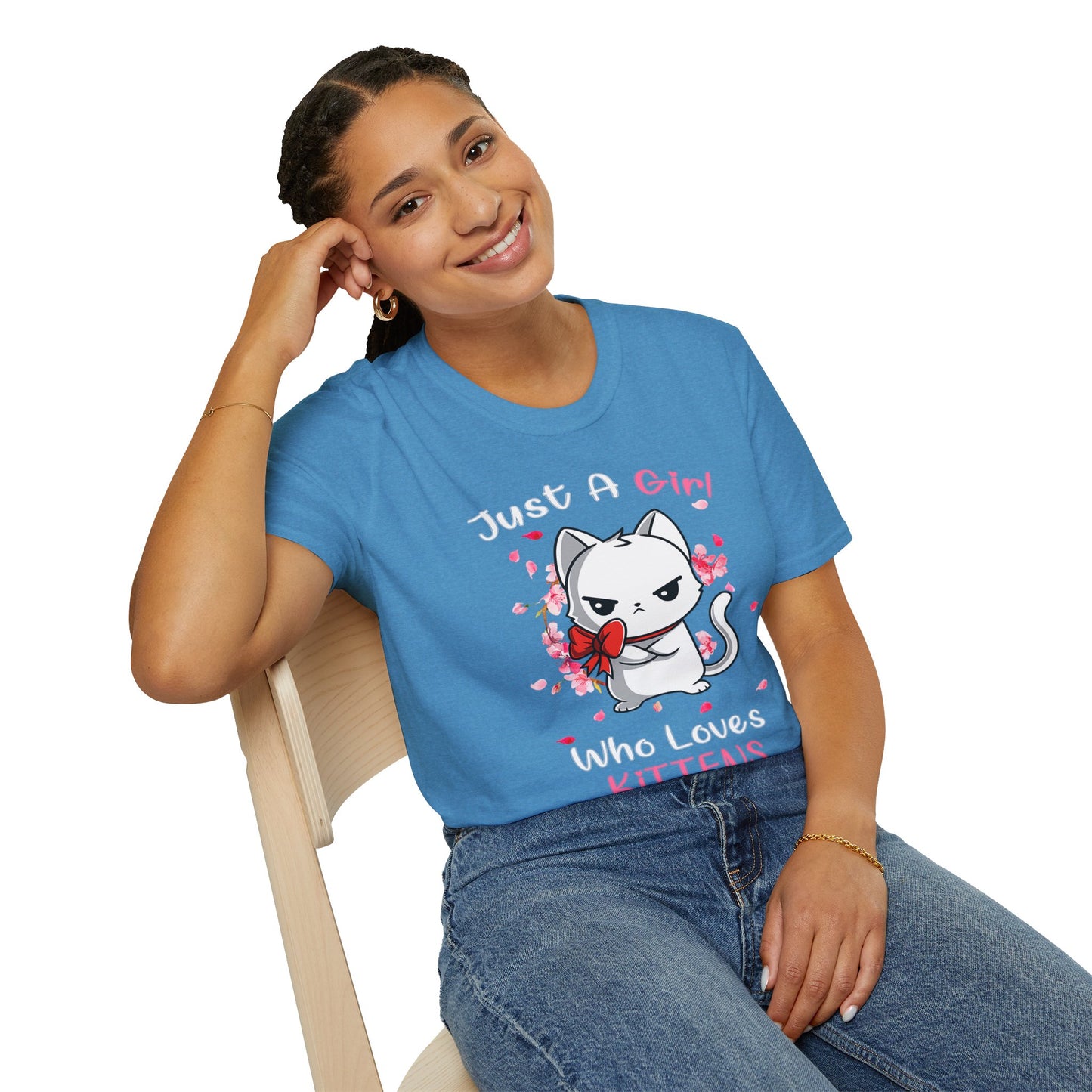 Cute Kittens Graphic Tee, Unisex Softstyle T-Shirt for Cat Lovers, Gift for Birthdays, Valentine's Day, Casual Wear, Animal Lovers