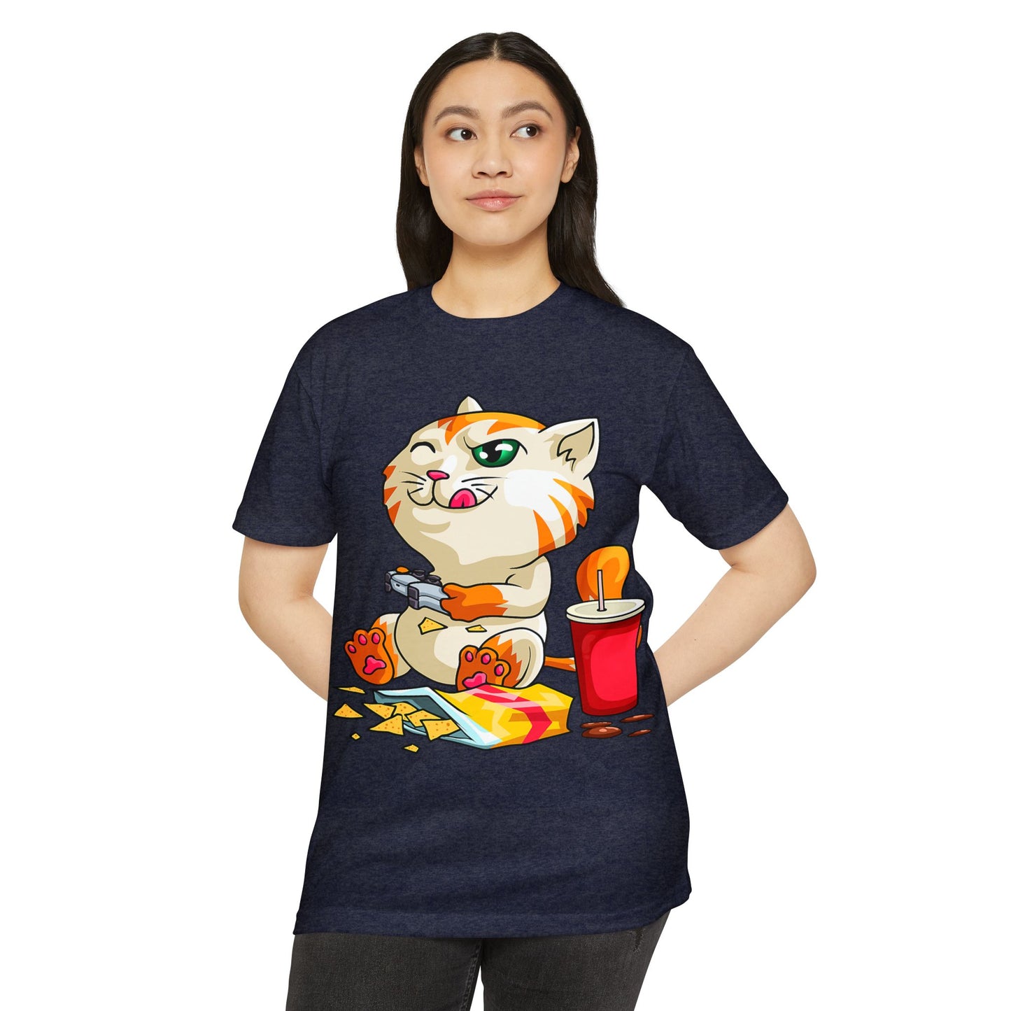 Playful Cat Gamer T-Shirt | Cute Cat Graphic Tee for Cat Lovers, Gifts for Gamers, Fun Casual Wear, Cool Animal Shirt, Unique Gift Idea