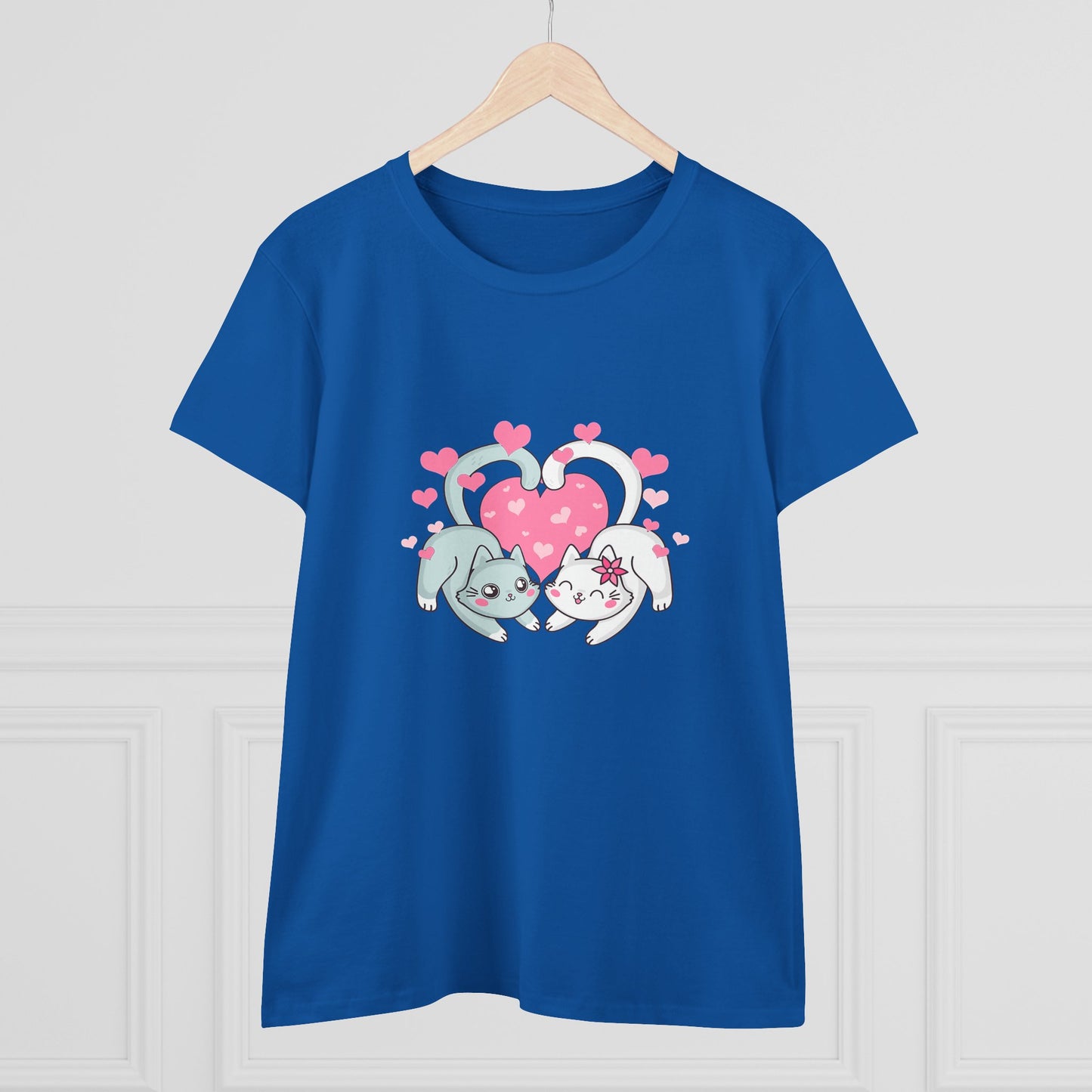 Cute Cat Love Tee for Pet Lovers, Valentine's Day Gift, Women's Casual Cotton T-Shirt, Cat Lover Shirt, Unique Pet Gift