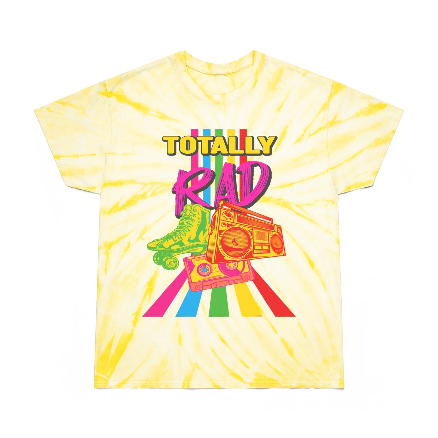 Totally Rad Tie-Dye Tee | Retro 80s Vibe Shirt | Perfect for Summer Festivals, Casual Outfits, Skate Culture, Unique Gift Idea