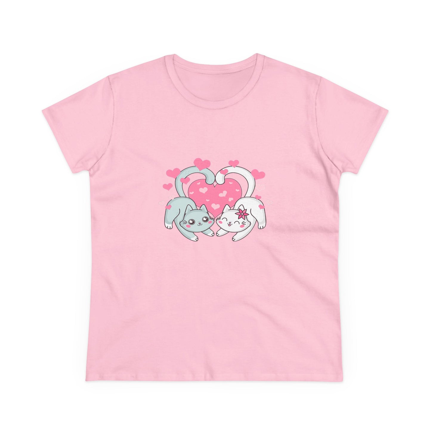 Cute Cat Love Tee for Pet Lovers, Valentine's Day Gift, Women's Casual Cotton T-Shirt, Cat Lover Shirt, Unique Pet Gift