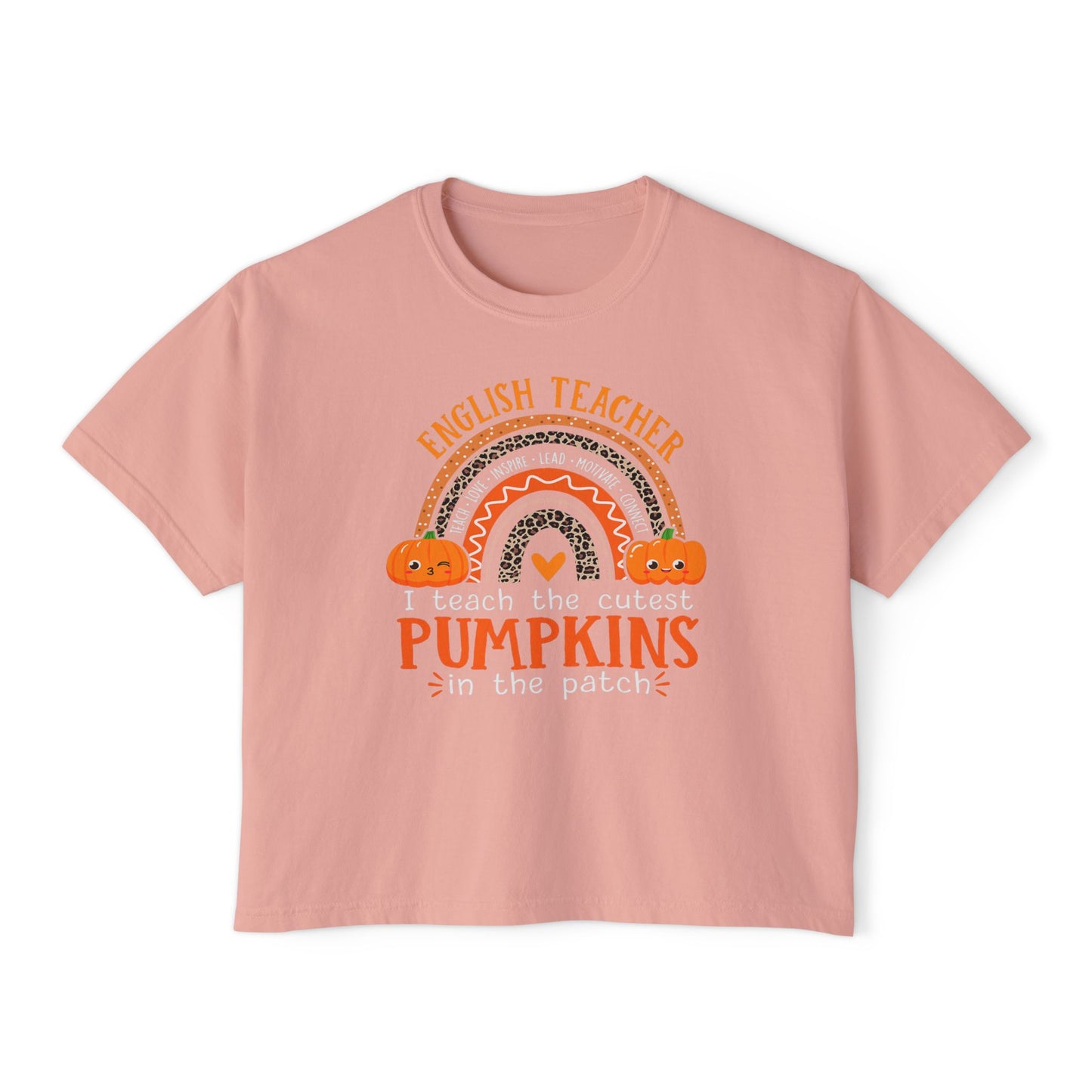 Fall Pumpkin English Teacher Boxy Tee, Cute Teacher Shirt, Autumn Apparel, Funny Teacher Gift, Halloween Shirt, Gift for Teachers