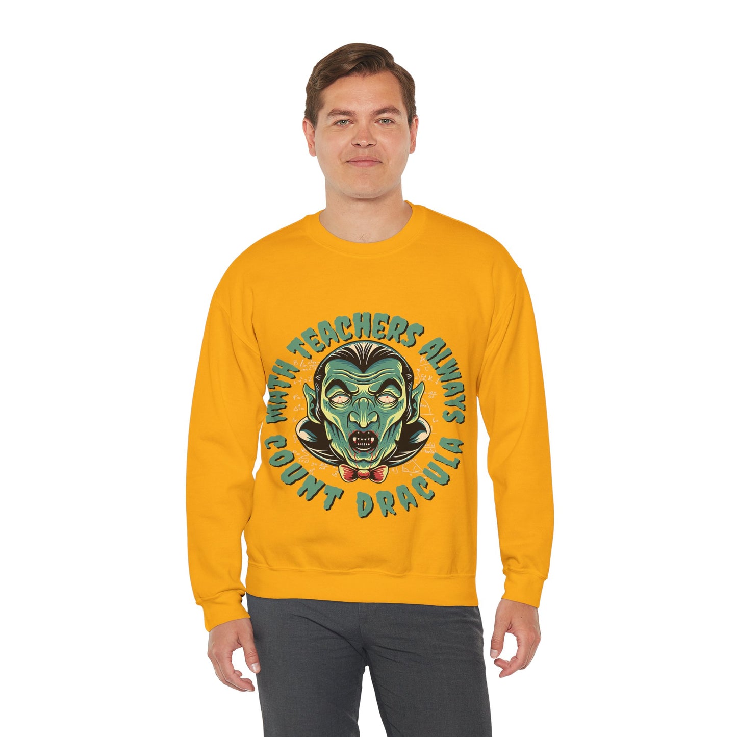 Halloween Count Dracula Sweatshirt, Unisex Crewneck for Teachers, Spooky Gift Idea, Fall Fashion, Halloween Costume