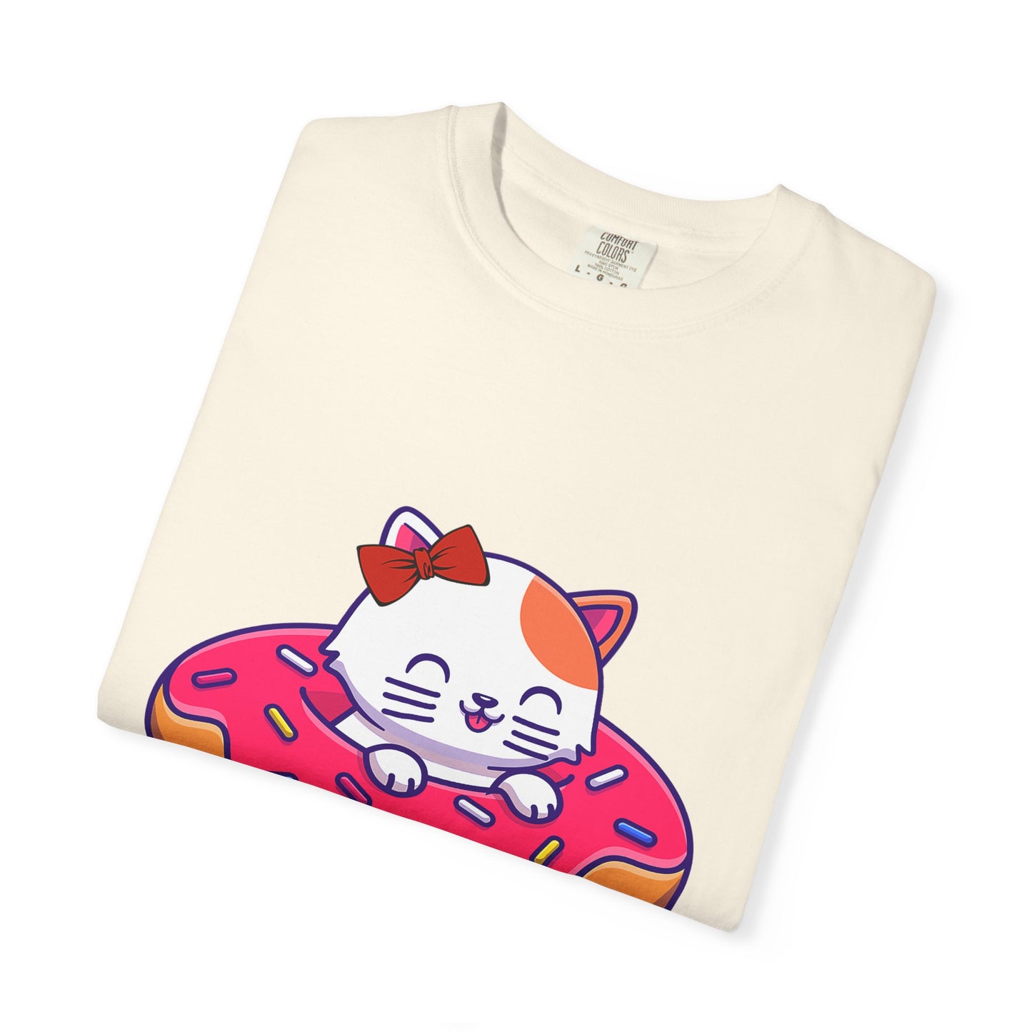 Cute Cat and Donut Unisex T-Shirt, Funny Animal Tee, Gift for Cat Lovers, Casual Wear, Cute Summer Outfit