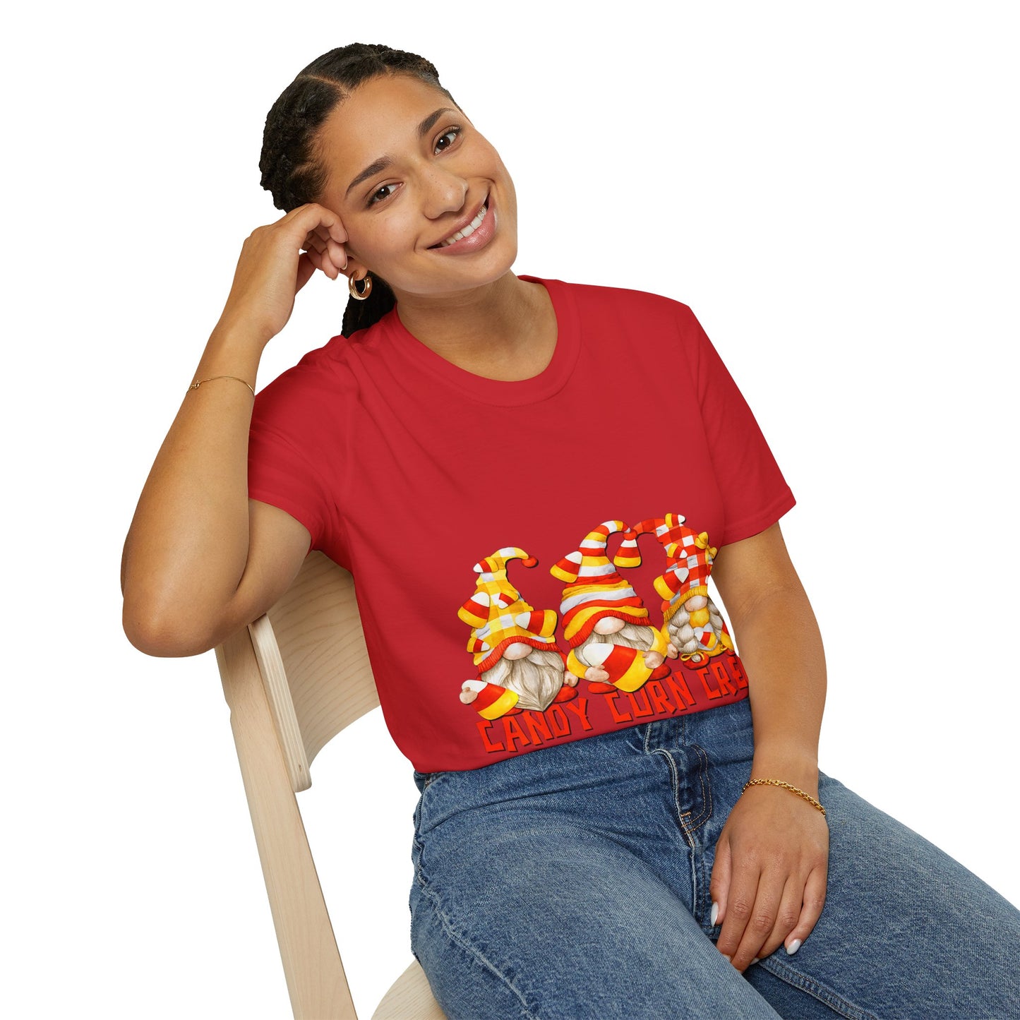 Candy Corn Crew Unisex T-Shirt - Fall Fashion, Halloween Apparel, Thanksgiving Gatherings, Cozy Comfort, Seasonal Style