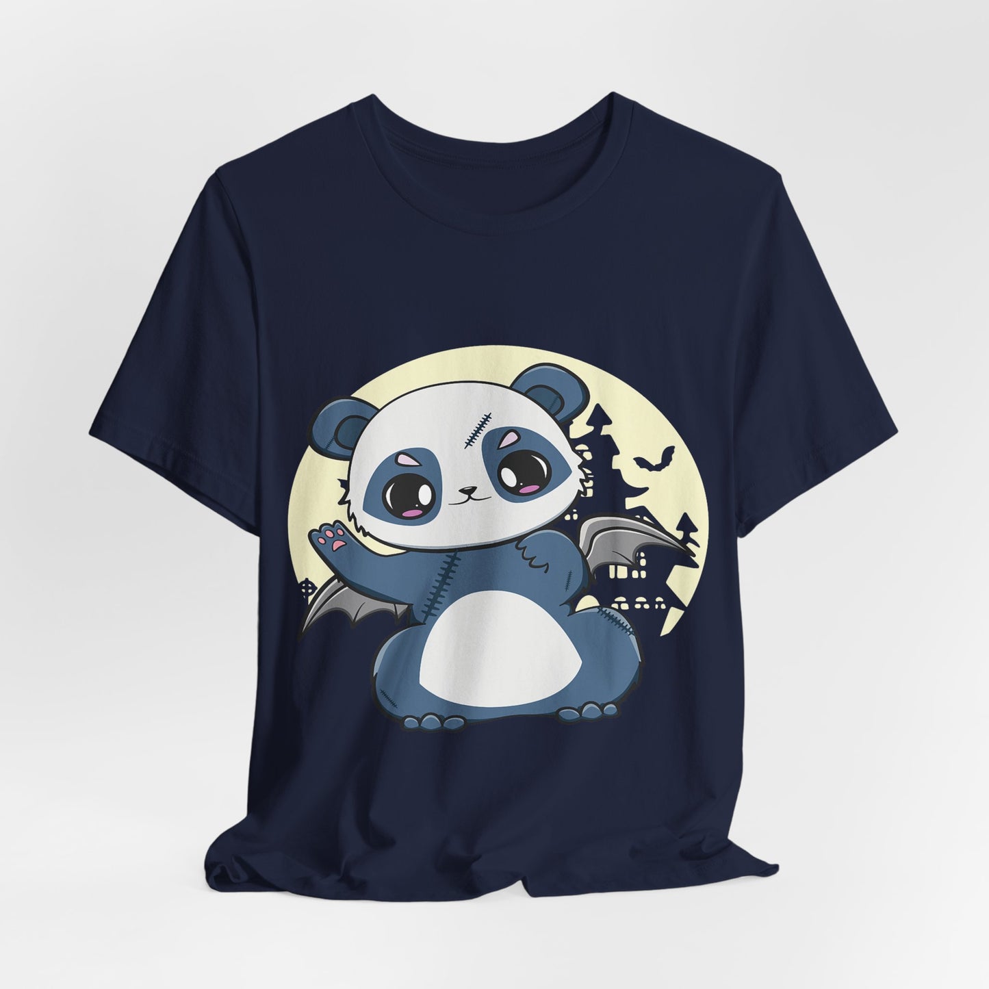 Cute Panda Halloween Tee, Unisex Short Sleeve Shirt, Fun Graphic T-Shirt, Spooky Cute Apparel, Animal Lover Gift