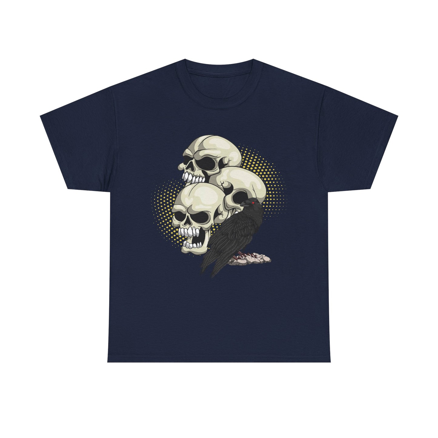 Skull Crow Tee - Unisex Heavy Cotton T-Shirt, Edgy Graphic Shirt, Gothic Style Apparel, Halloween Outfit, Alternative Fashion