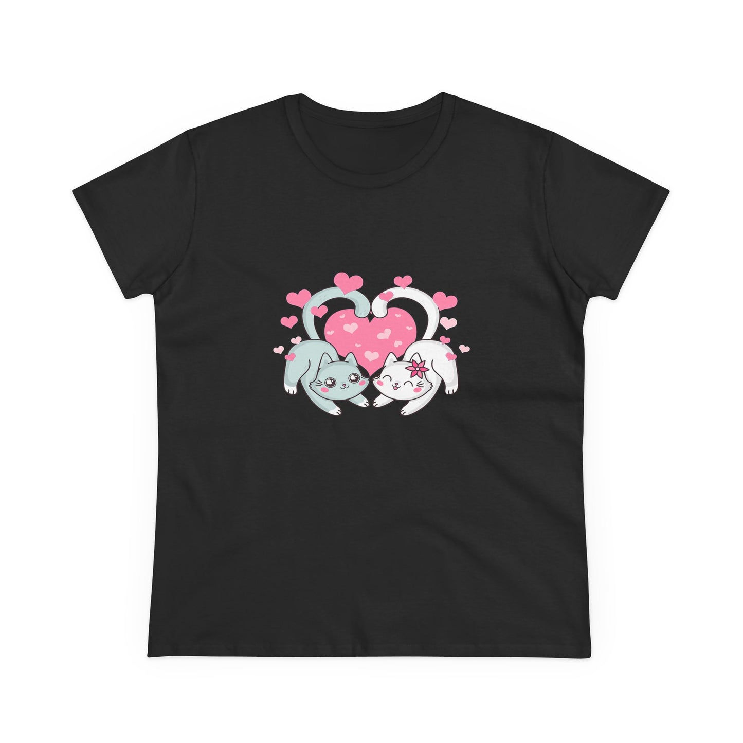 Cute Cat Love Tee for Pet Lovers, Valentine's Day Gift, Women's Casual Cotton T-Shirt, Cat Lover Shirt, Unique Pet Gift