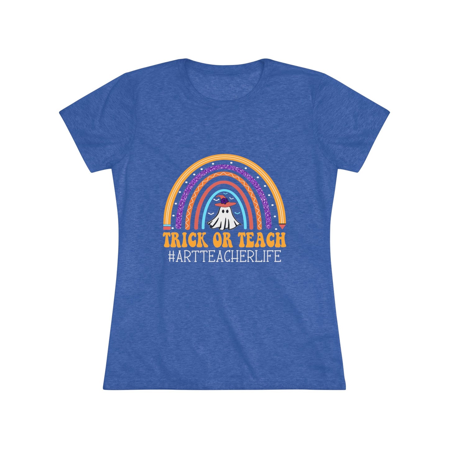 Trick or Teach Rainbow Tee for Women - Fun Halloween Shirt, Gift for Teachers, Fall Fashion, Cute T-Shirt, Casual Wear