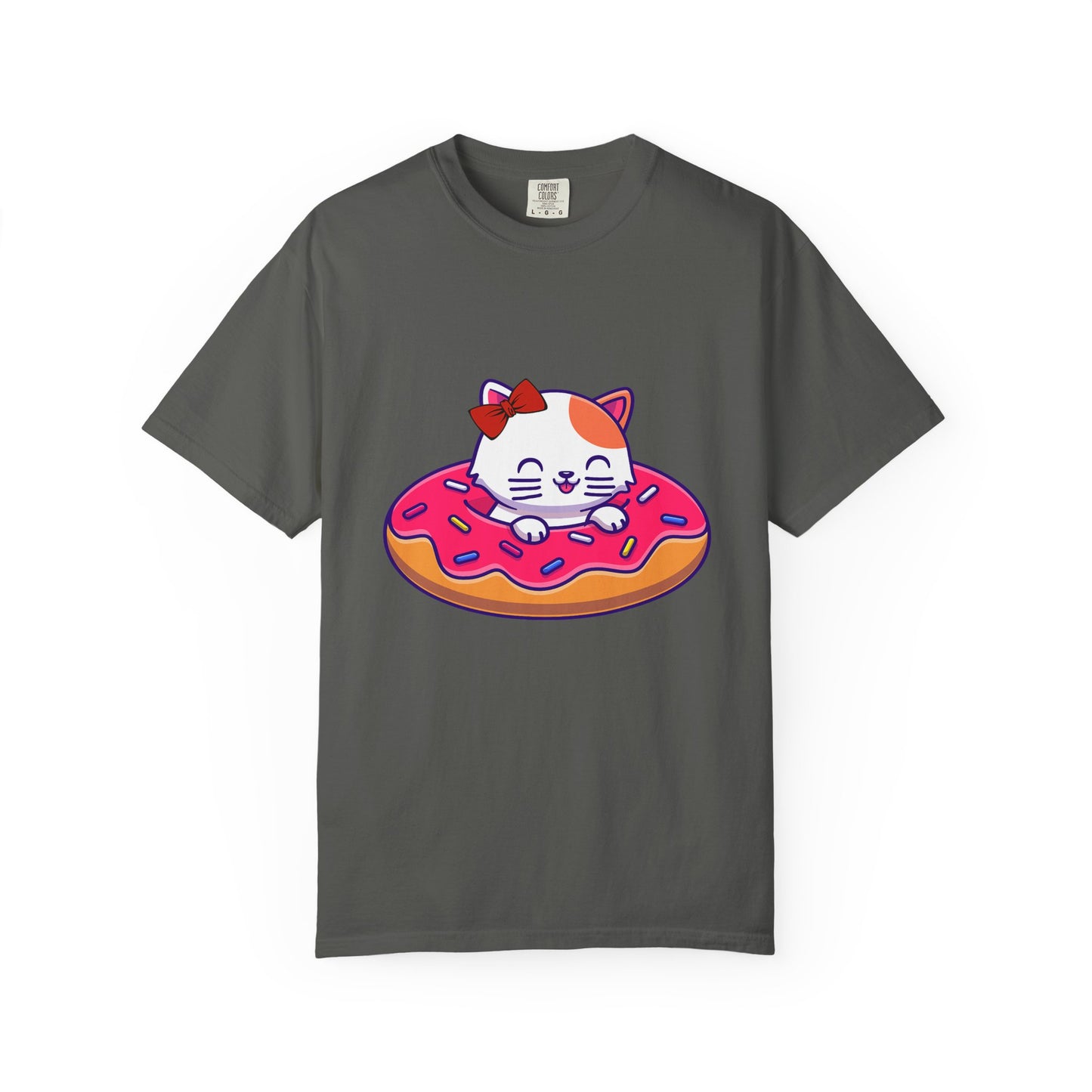 Cute Cat and Donut Unisex T-Shirt, Funny Animal Tee, Gift for Cat Lovers, Casual Wear, Cute Summer Outfit
