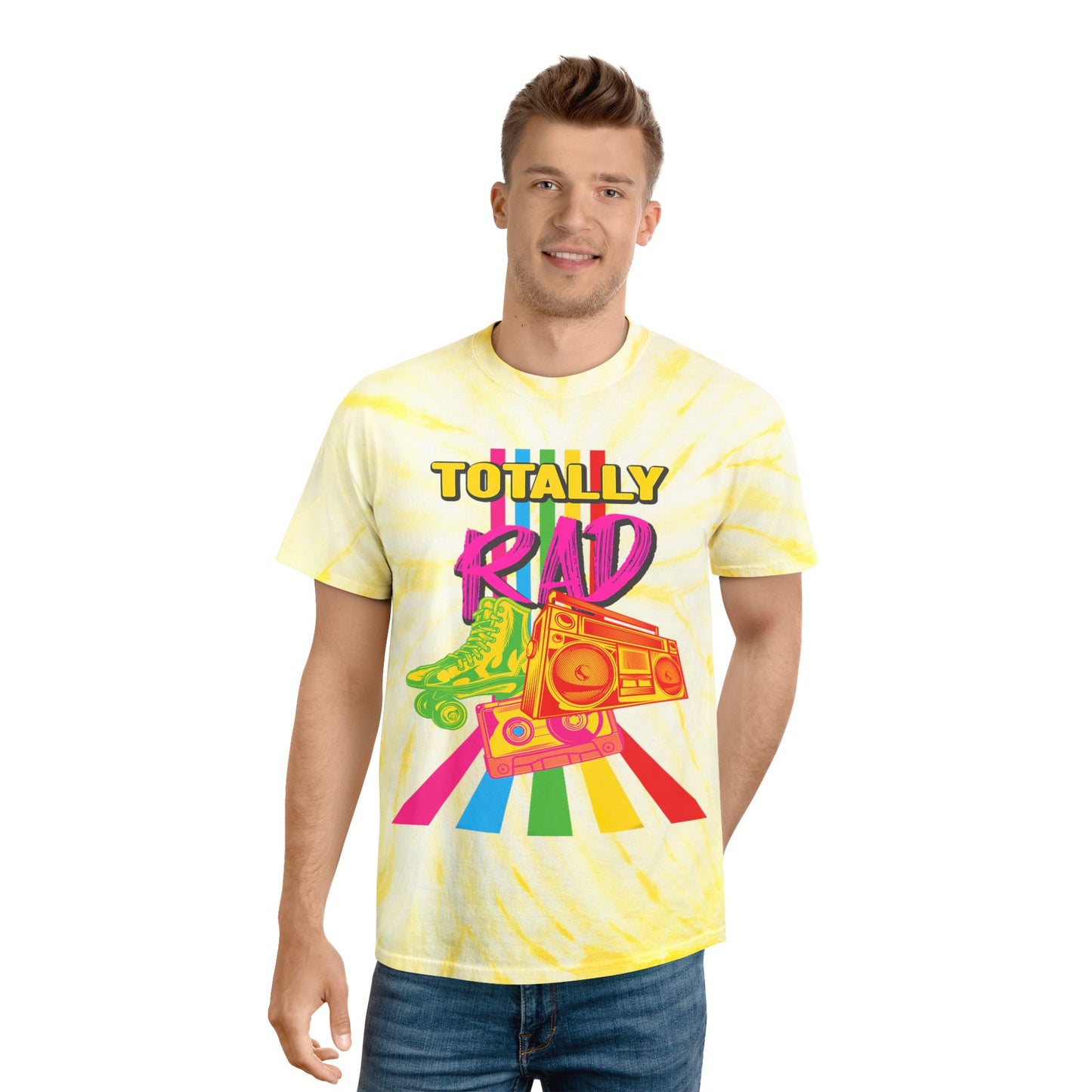 Totally Rad Tie-Dye Tee | Retro 80s Vibe Shirt | Perfect for Summer Festivals, Casual Outfits, Skate Culture, Unique Gift Idea
